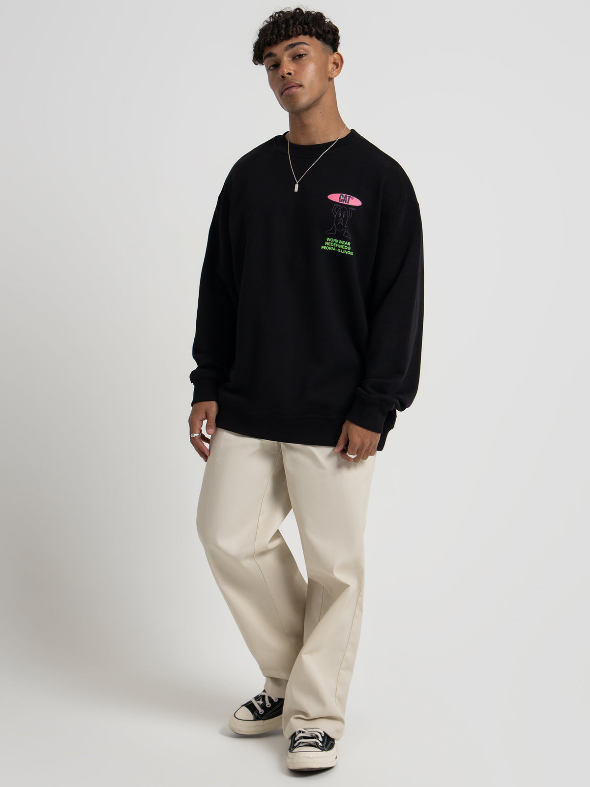 Caterpillar Hard Worker Crewneck Sweater in Black | Black