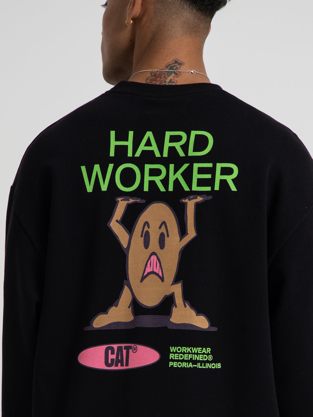 Caterpillar Hard Worker Crewneck Sweater in Black | Black