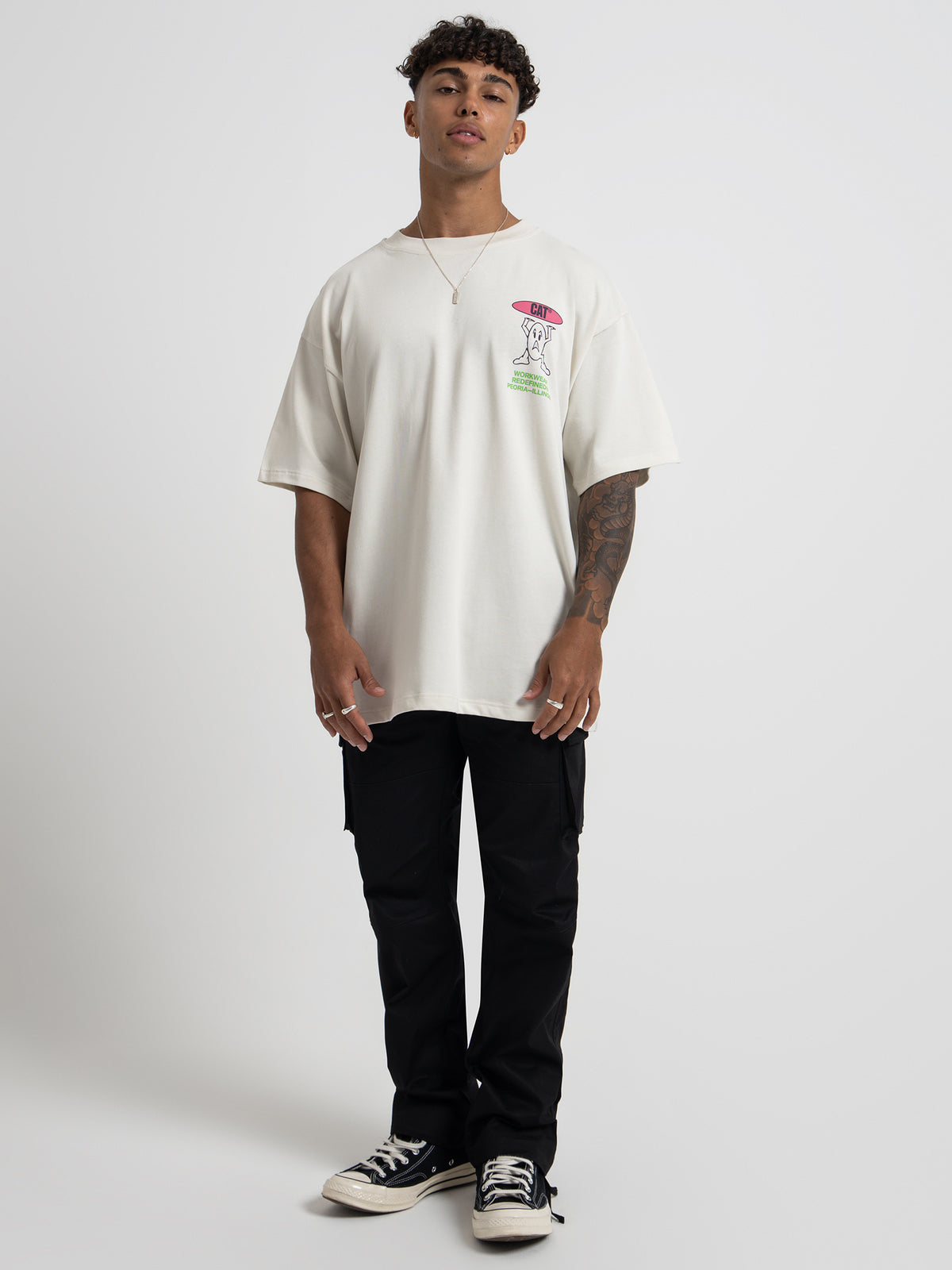 Caterpillar Hard Worker T-Shirt in Bone White | Bone