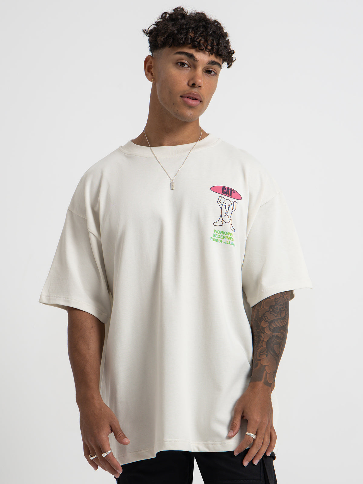 Caterpillar Hard Worker T-Shirt in Bone White | Bone