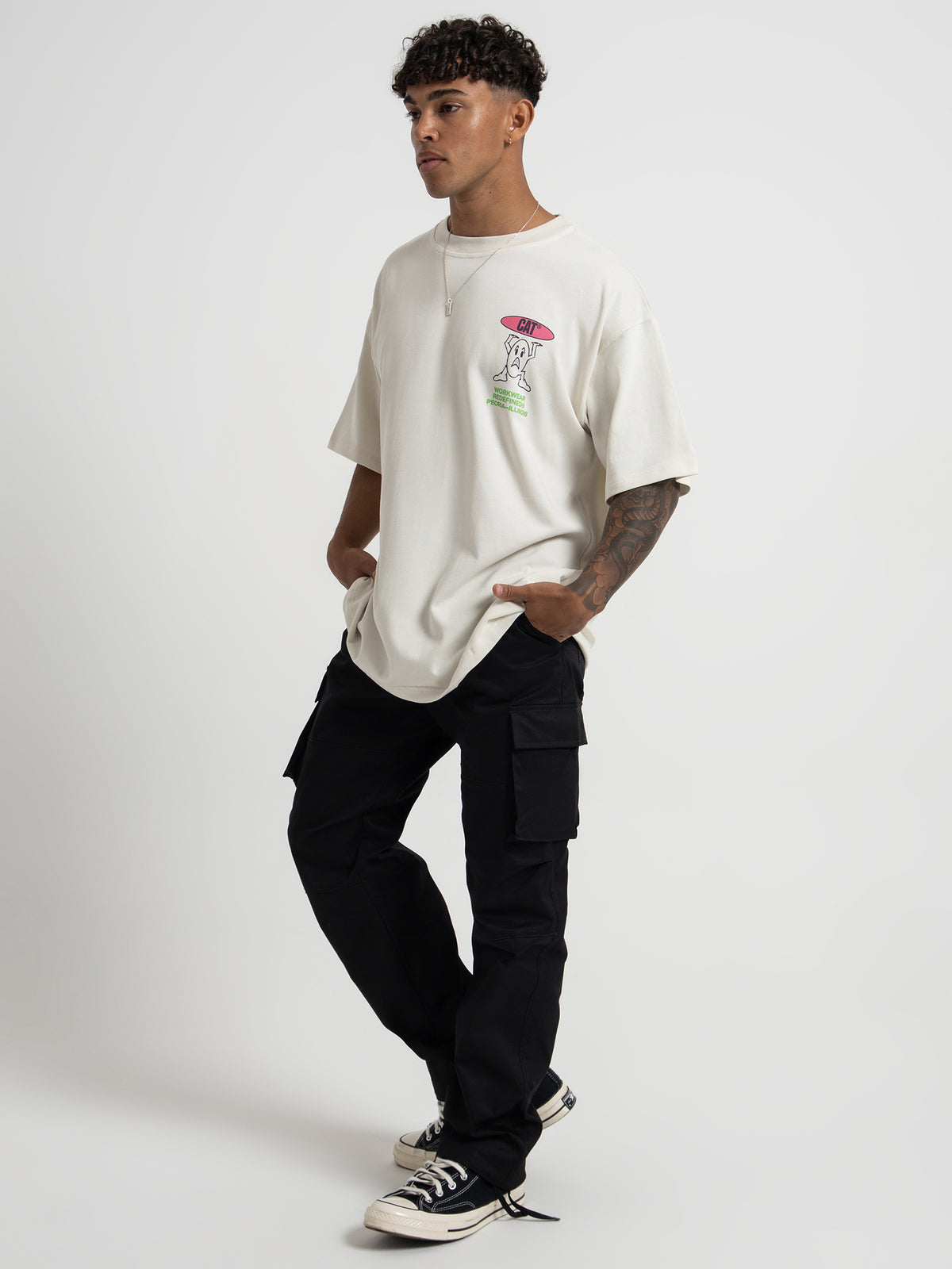 Caterpillar Hard Worker T-Shirt in Bone White | Bone