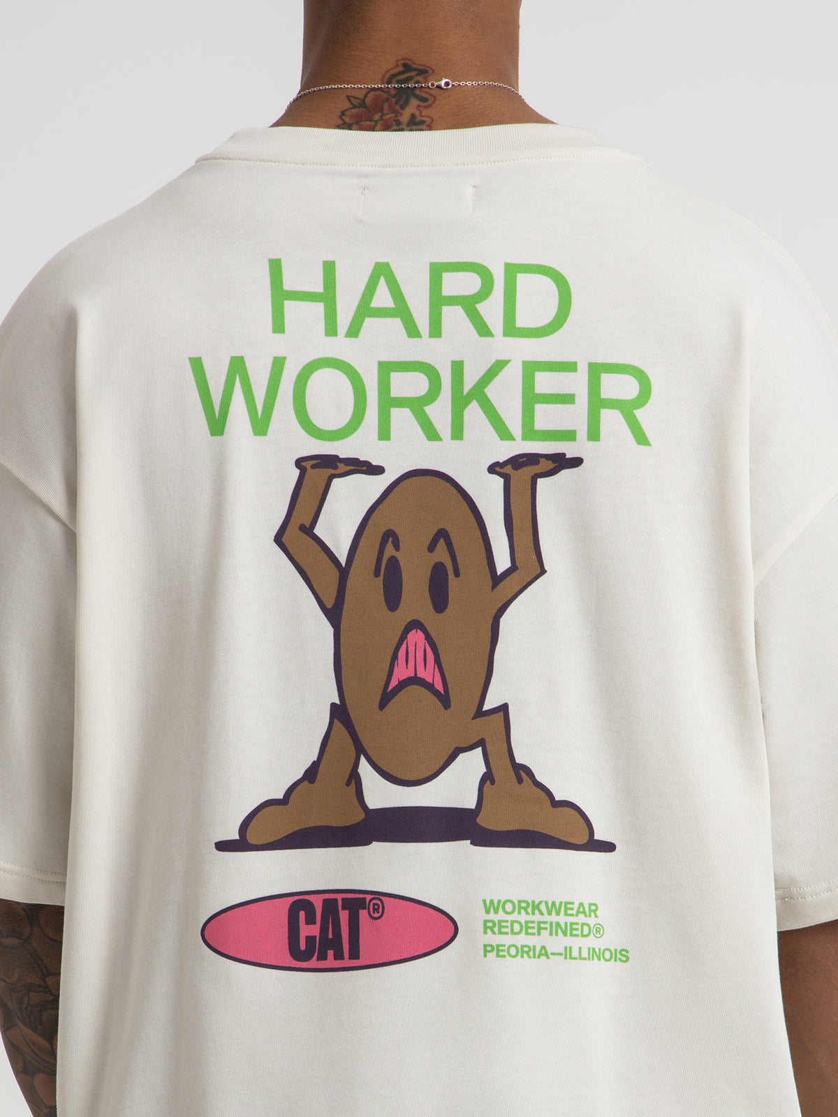 Caterpillar Hard Worker T-Shirt in Bone White | Bone