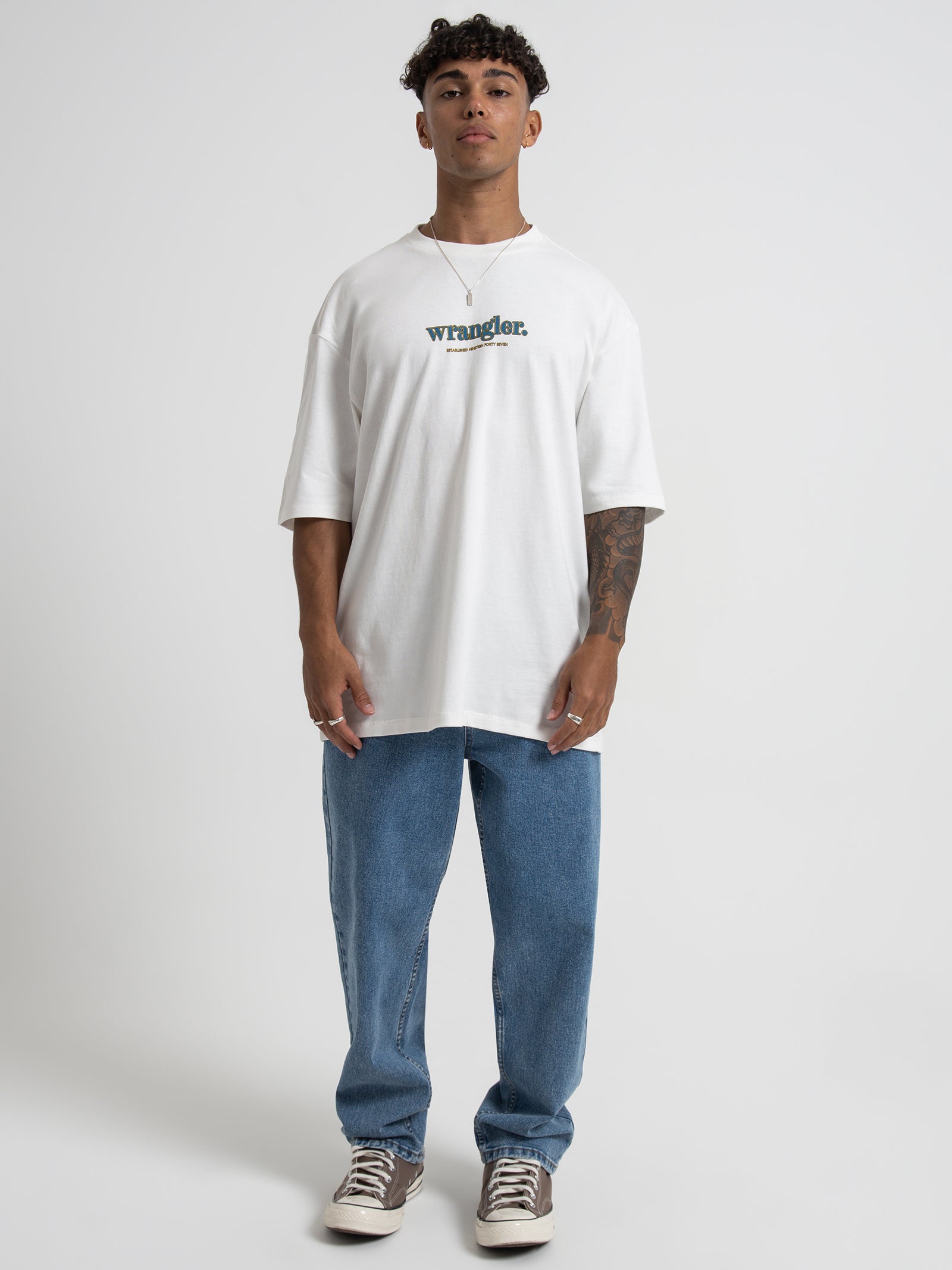 Wrangler Core Serif Baggy T-Shirt in Vintage White | Glue Store