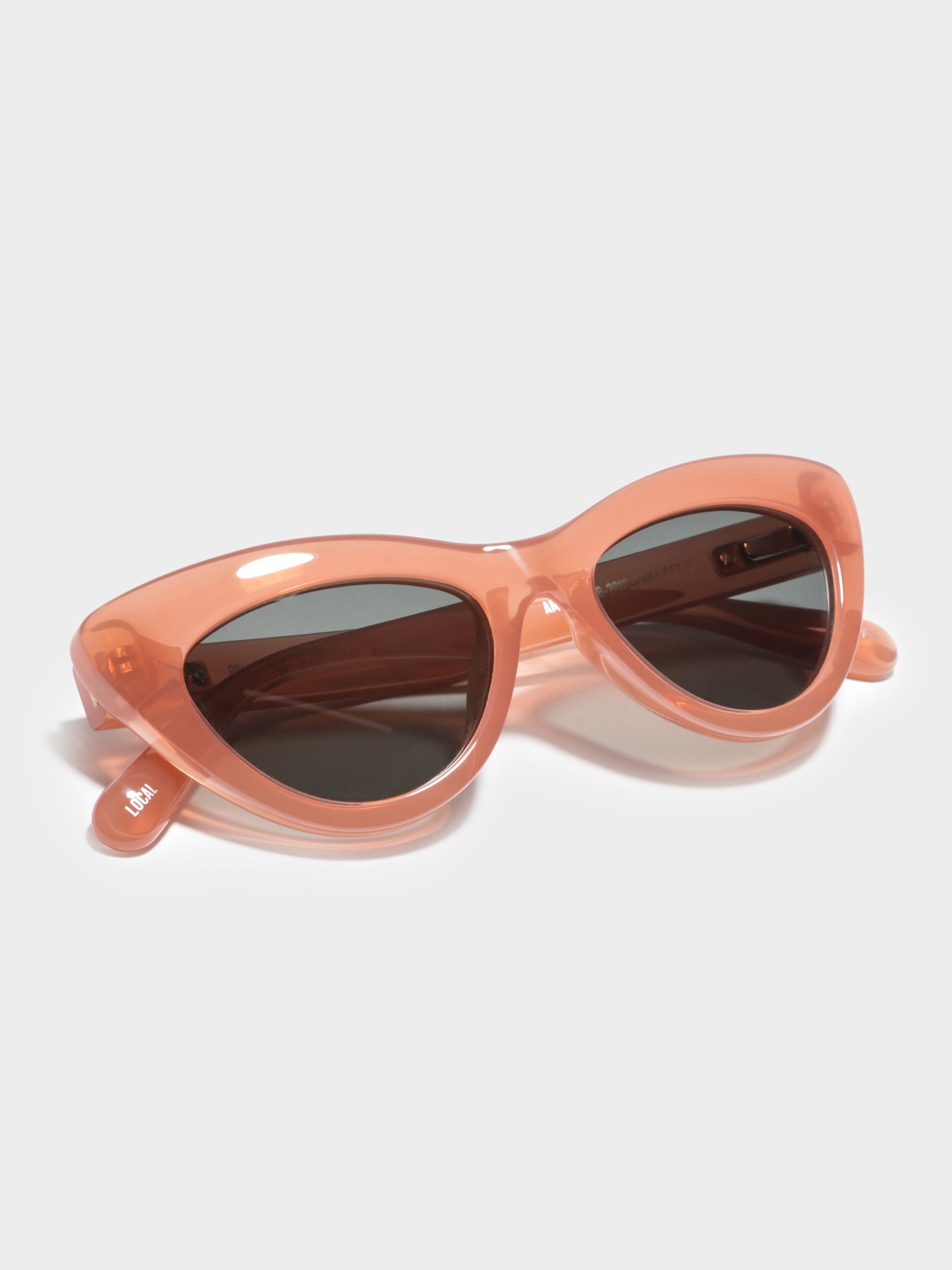 AMS Polarised Cateye Sunglasses in Polished Coral & Dark Grey