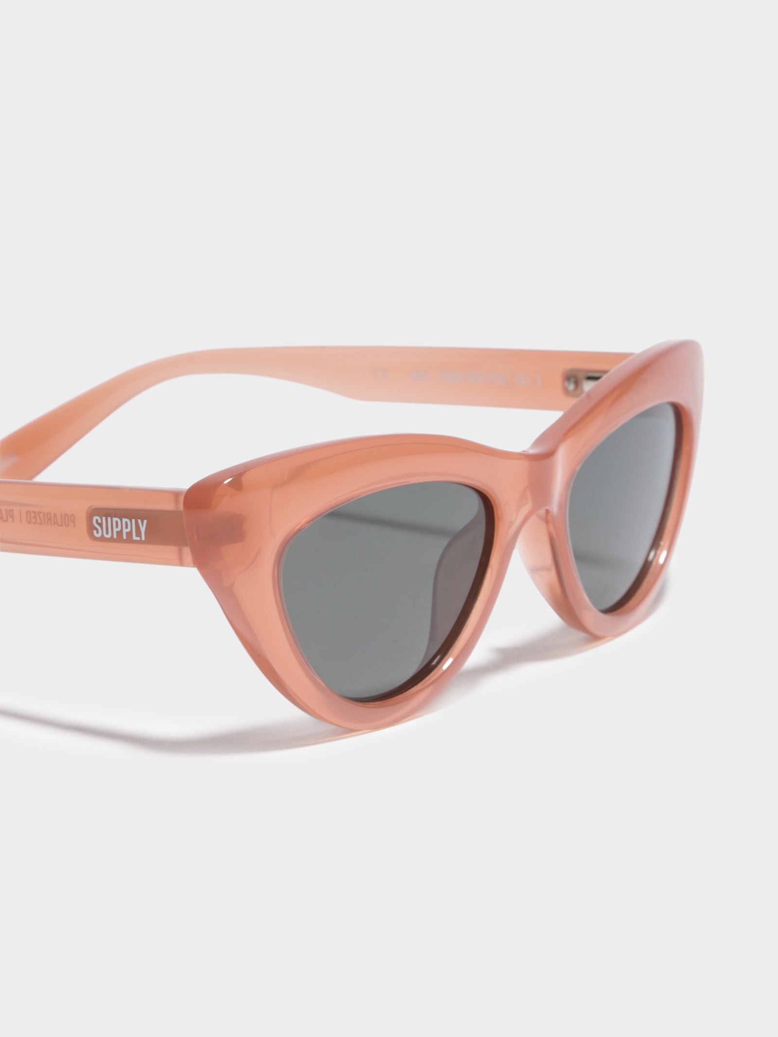 AMS Polarised Cateye Sunglasses in Polished Coral & Dark Grey