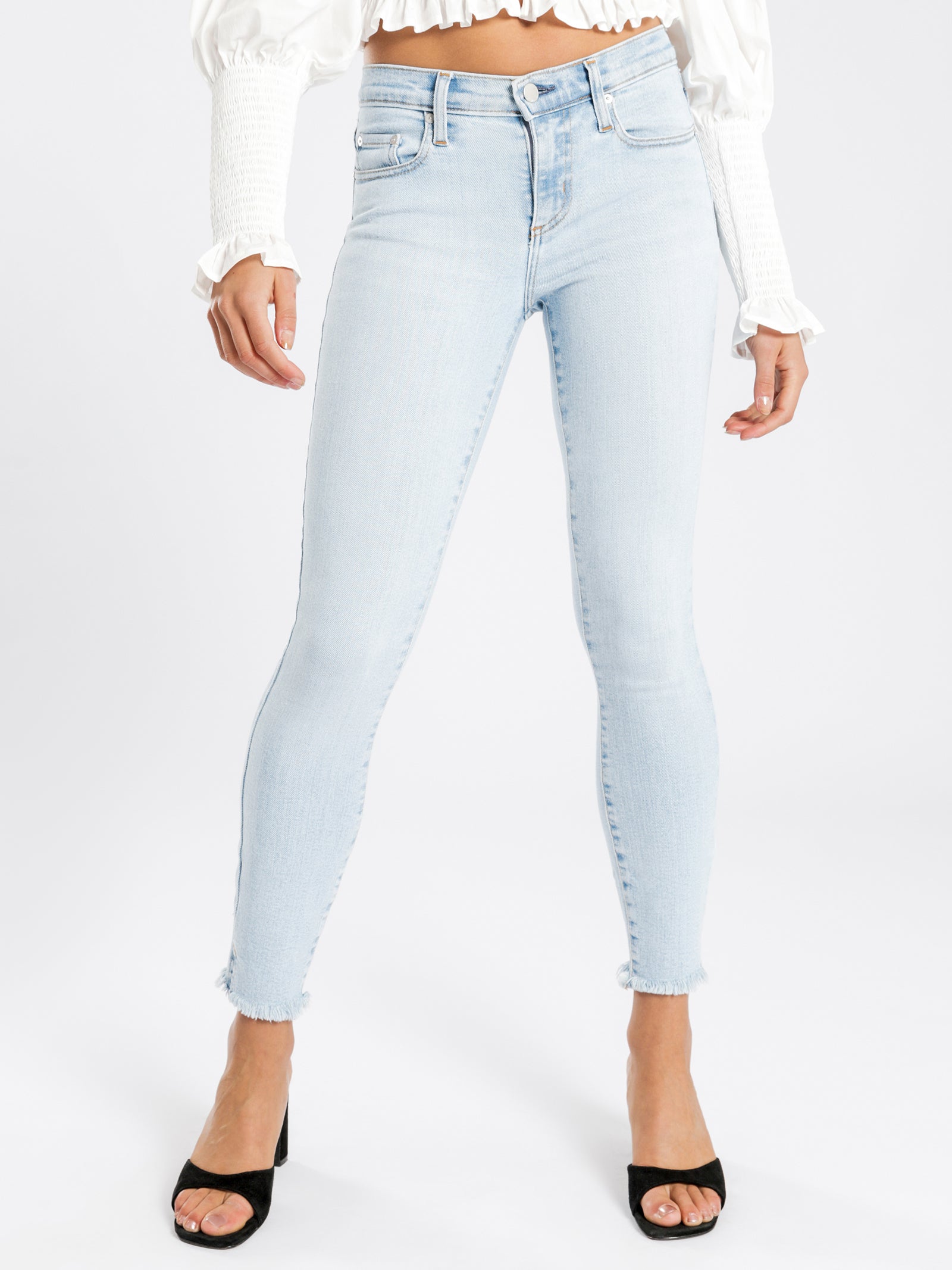 Geo Mid-Rise Skinny Ankle Jeans in Light Authentic Blue Denim - Glue Store
