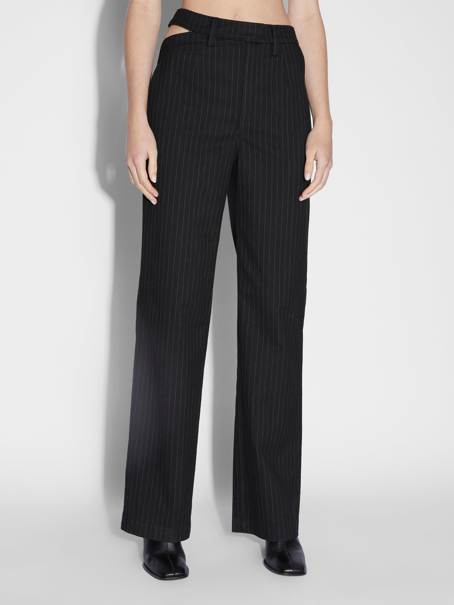 Detached Trousers in Black Pinstripe