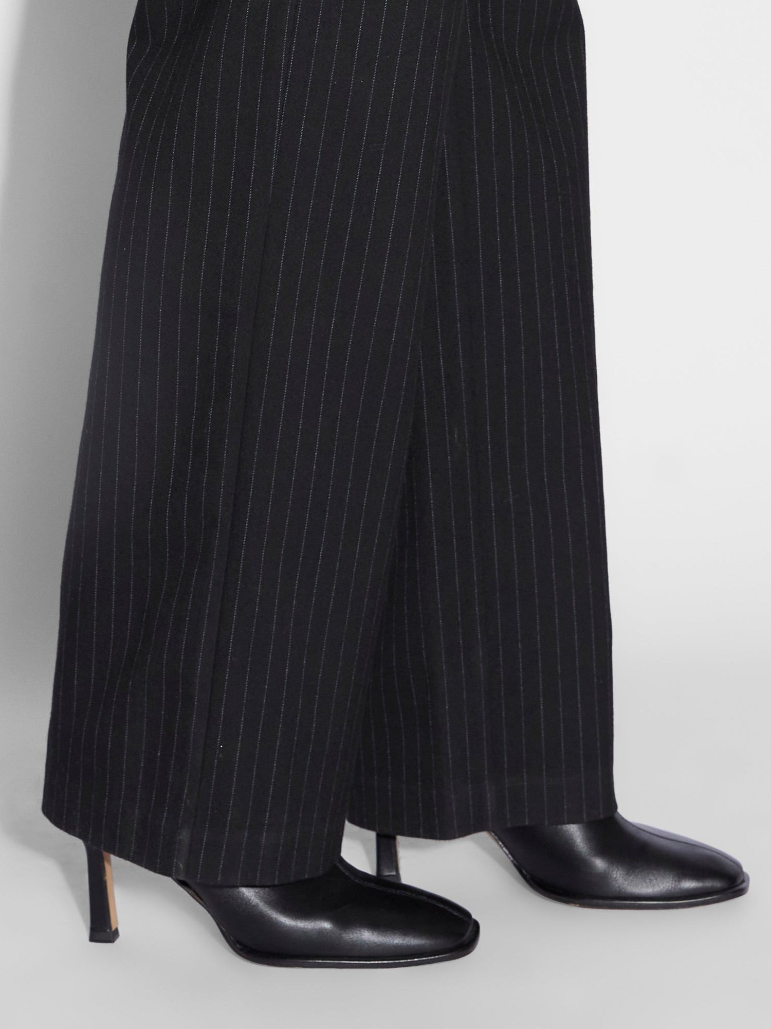 Detached Trousers in Black Pinstripe