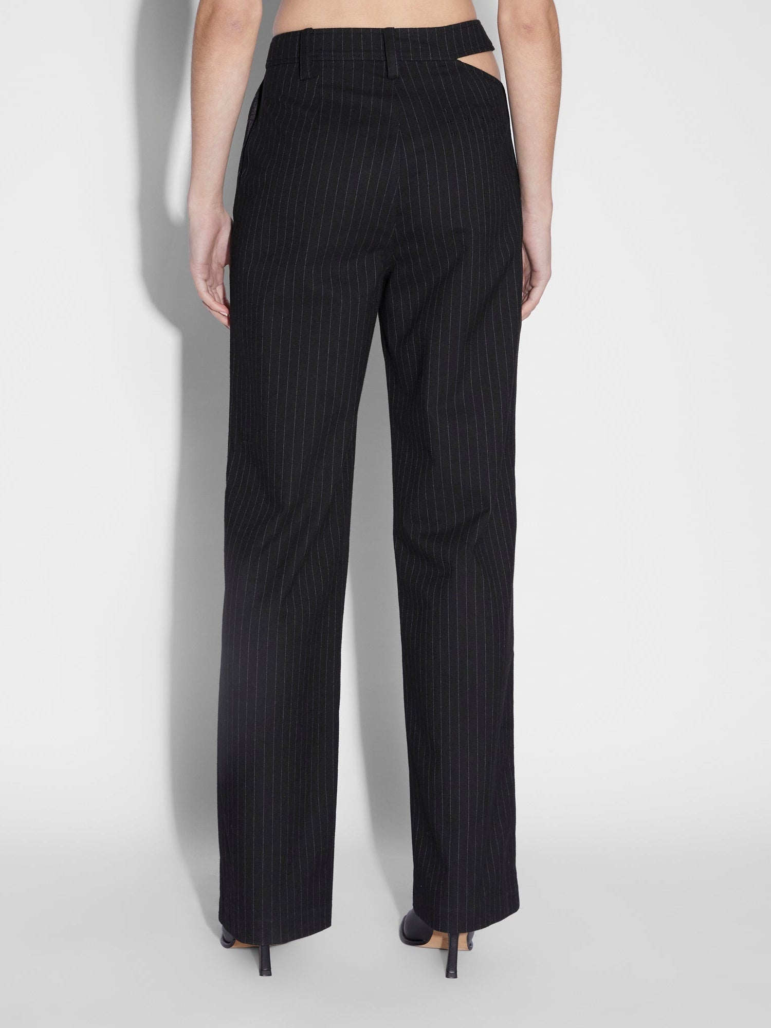 Detached Trousers in Black Pinstripe