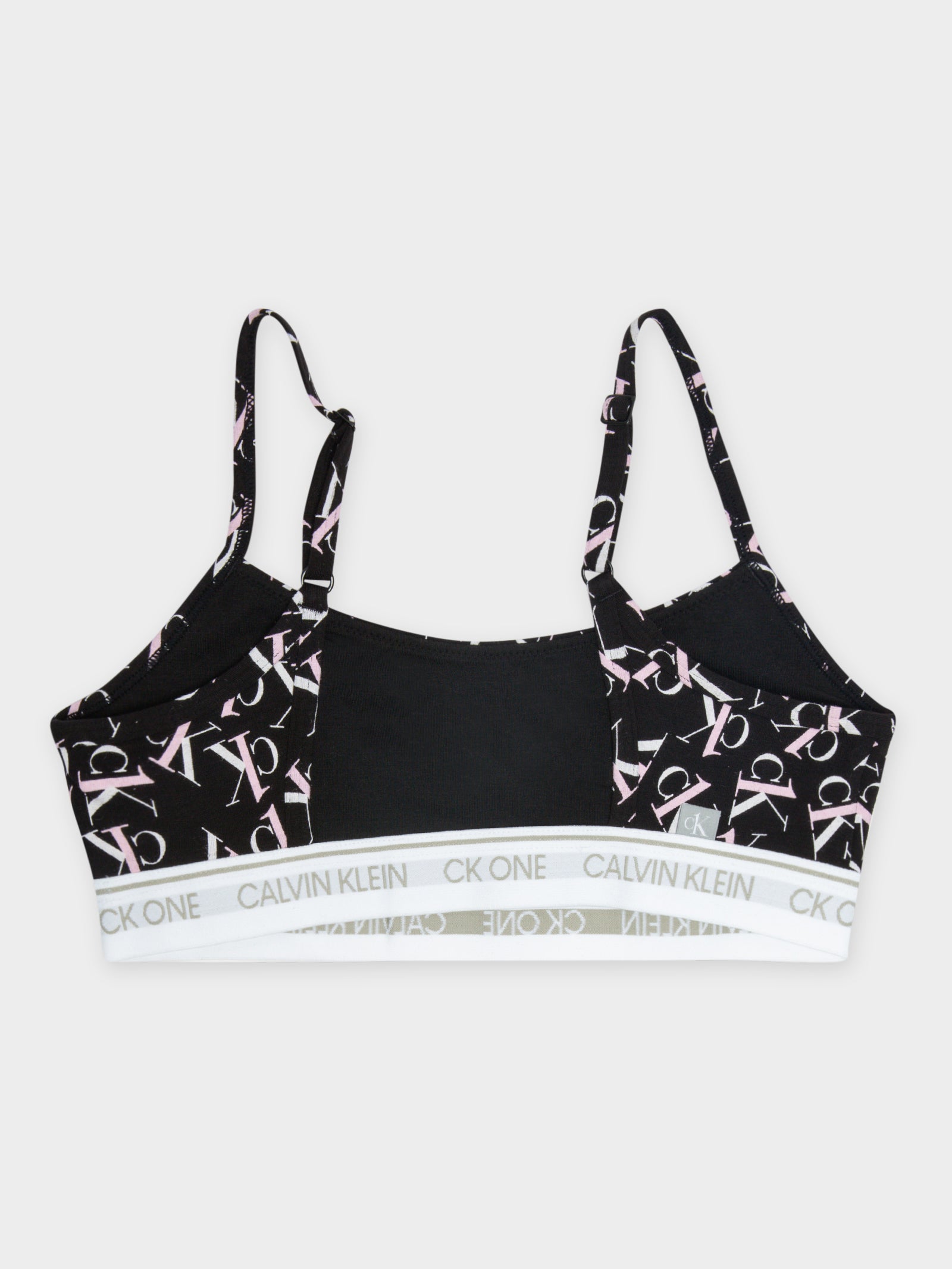 CK One Cotton Unlined Bralette in Black, White & Sand Rose