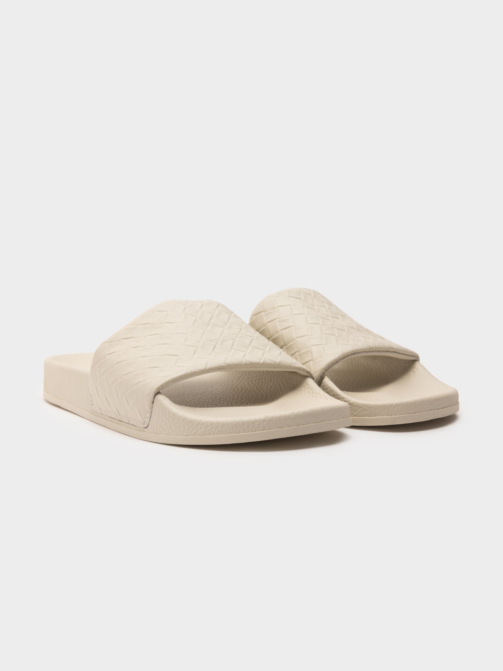 Womens 1908 Woven Leather Slides in Off White - Glue Store