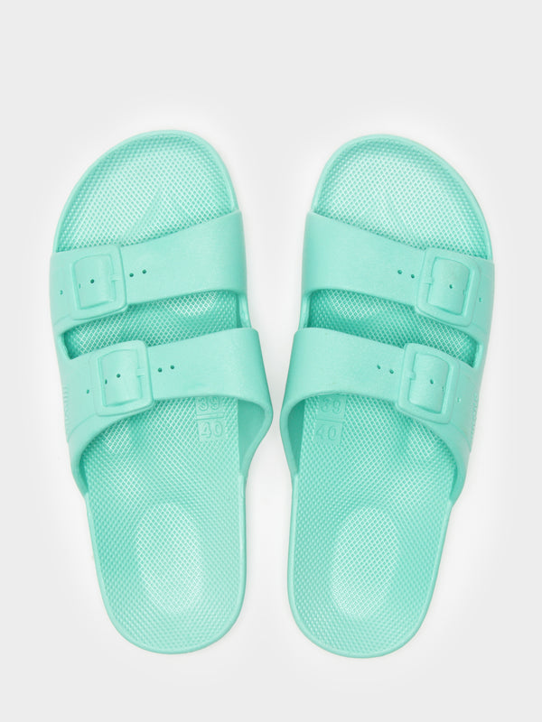 Freedom moses Unisex Freedom Moses Slides in Miami Teal | Glue Store