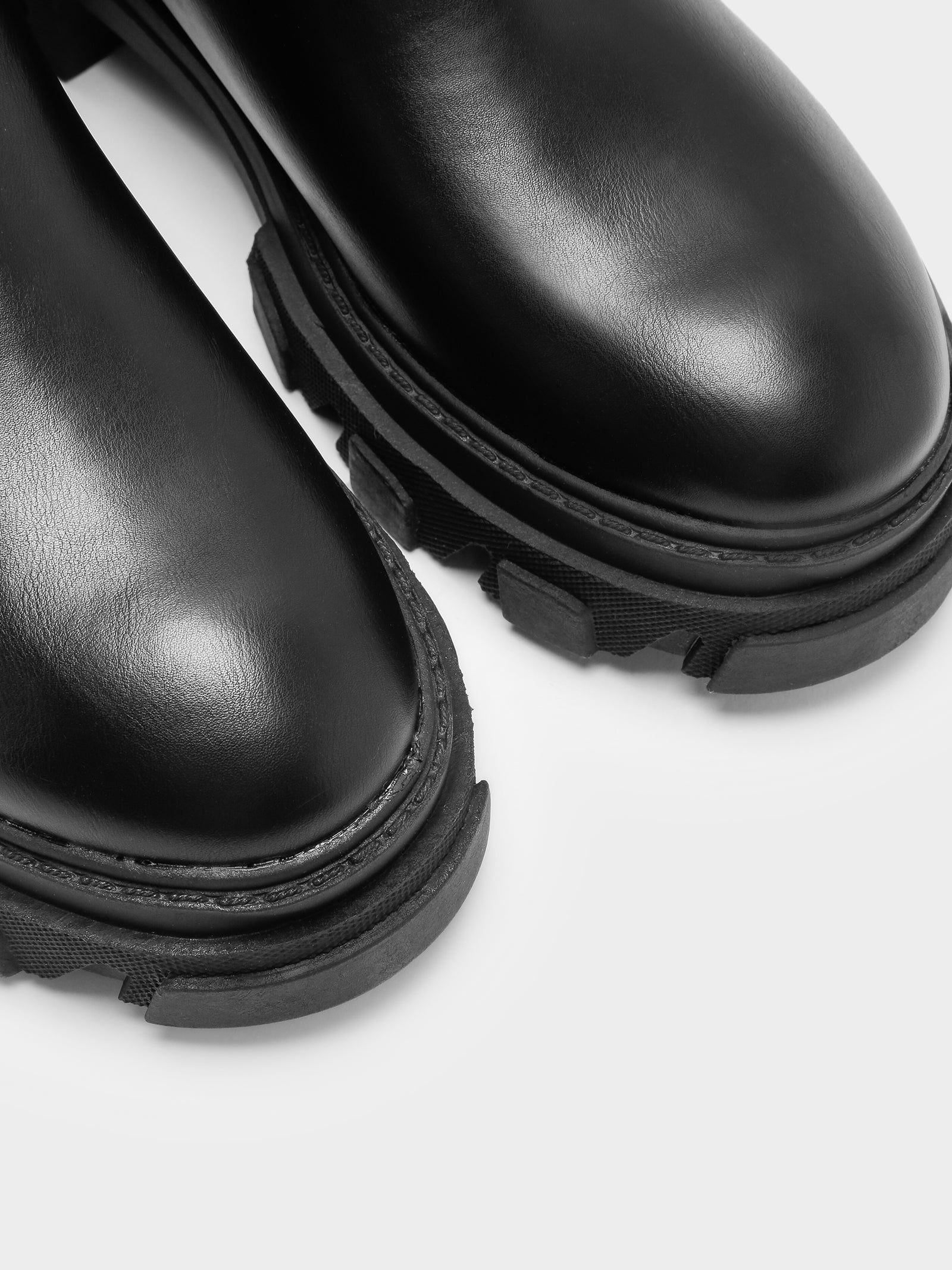 Aspen Boots in Black Faux Leather