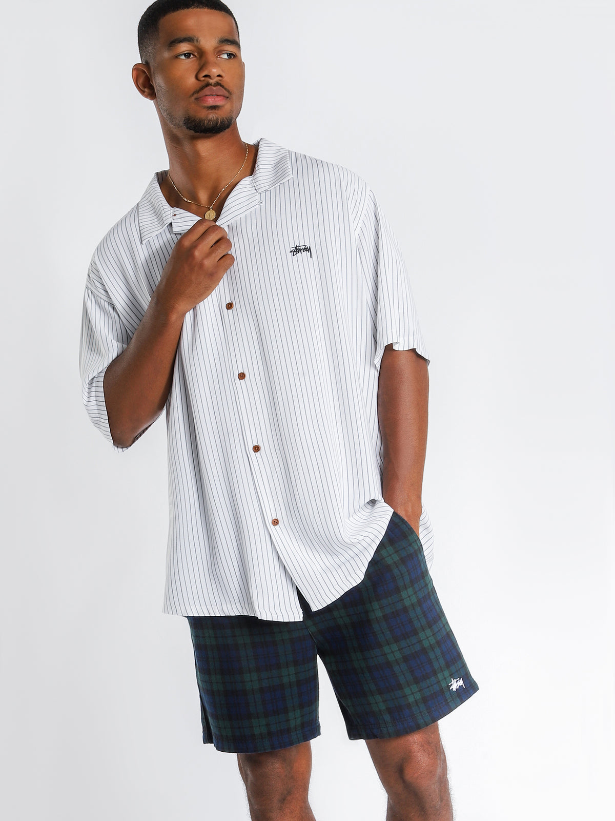 Stussy Charles Check Shorts in Green | Green