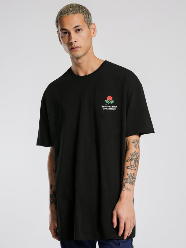 LA Brea Rose Short Sleeve T-Shirt in Black - Glue Store