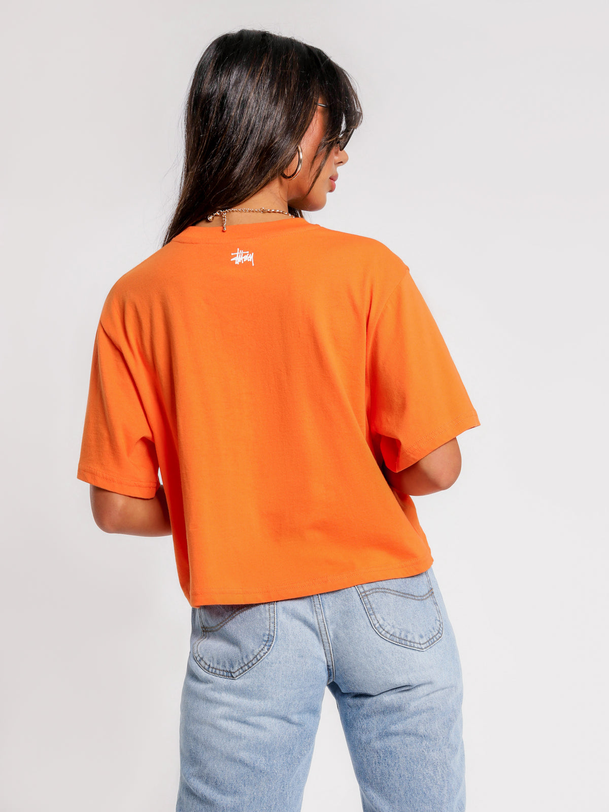 Stussy Champ Crop Oversized T-Shirt in Orange | Orange