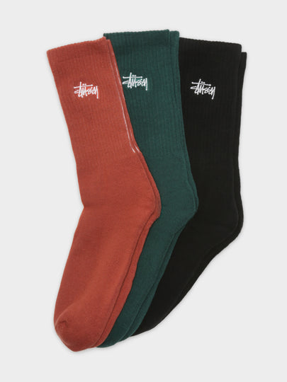 3 Pairs of Graffiti Crew Socks in Orange Green & Black