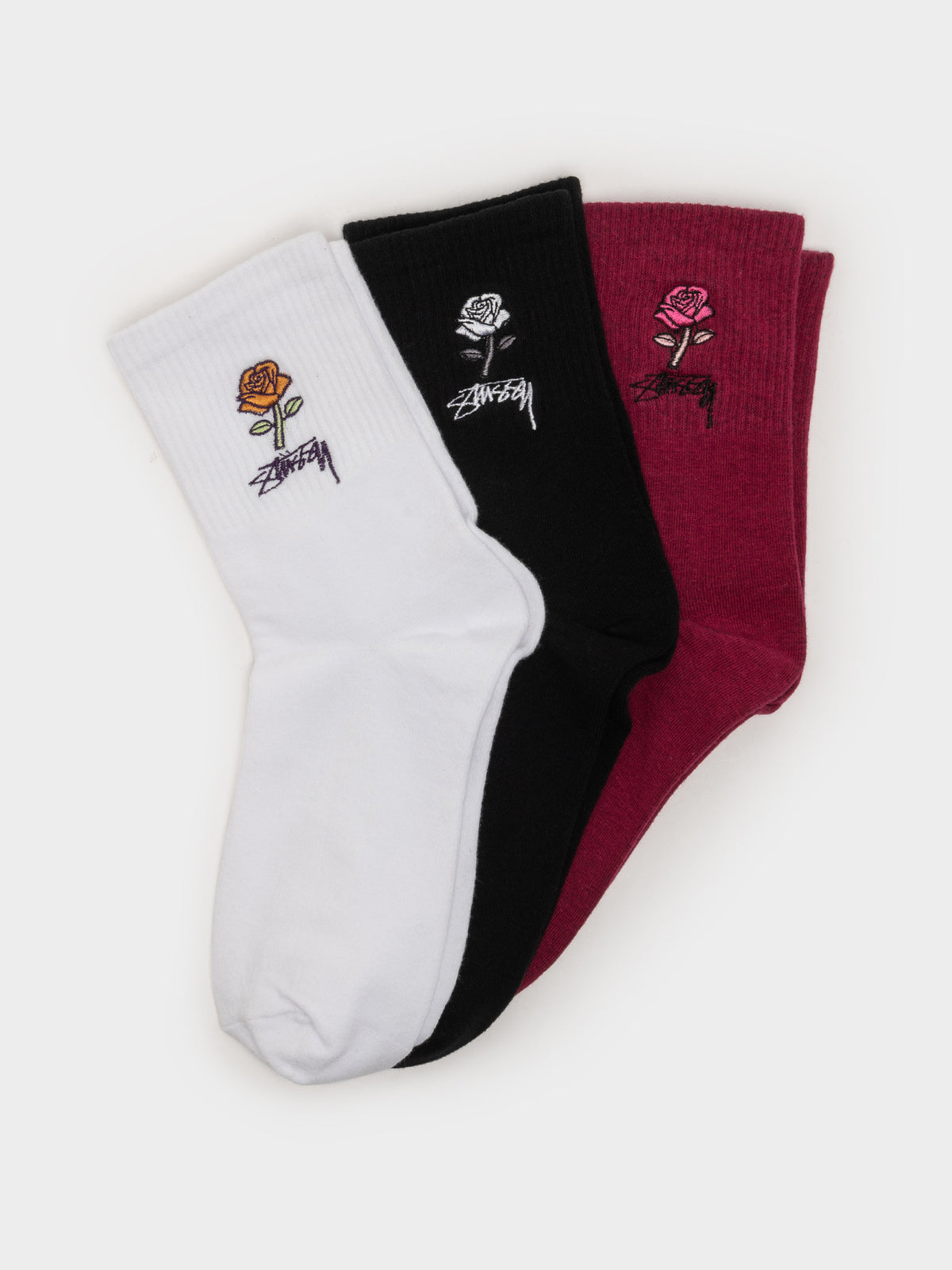 Stussy 3 Pairs of Womens 80 Rose Socks in Multi | Multi