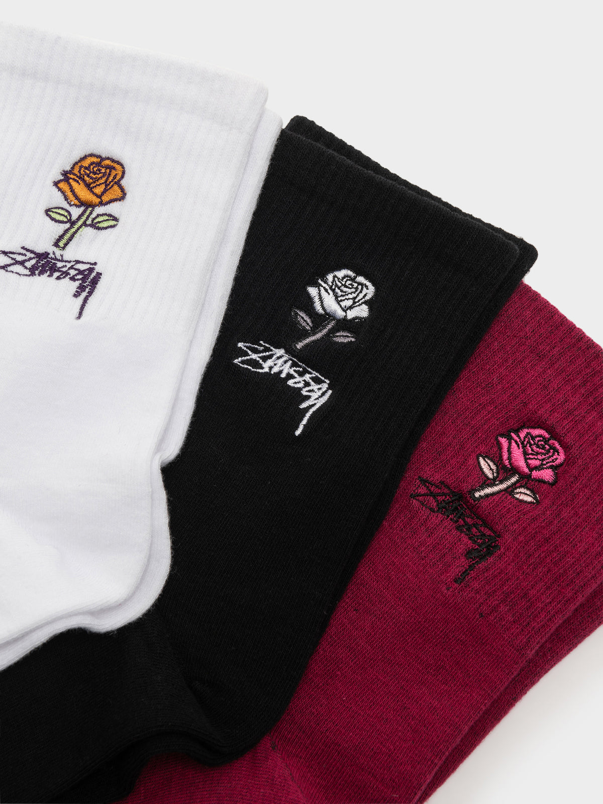 Stussy 3 Pairs of Womens 80 Rose Socks in Multi | Multi