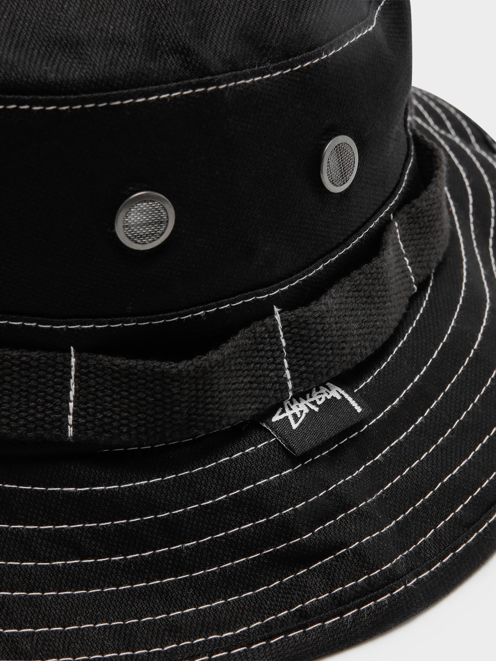 Contrast Topstitch Boonie Hat in Black - Glue Store