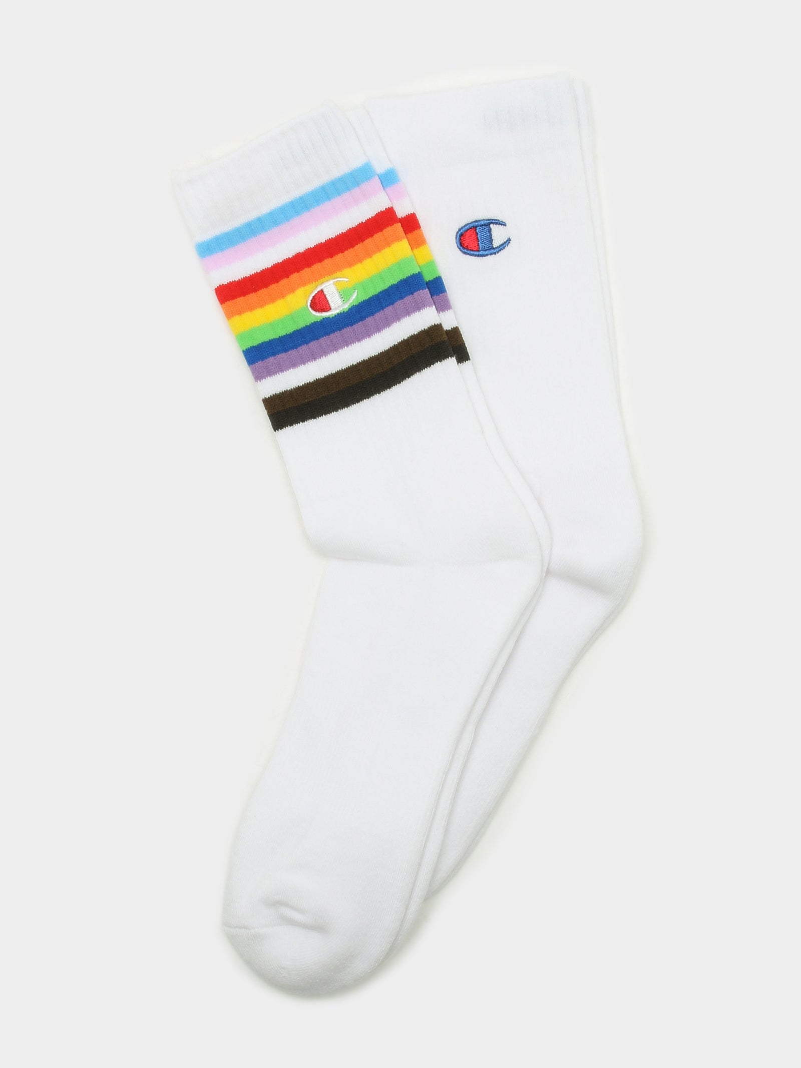 2 Pairs of Pride Crew Socks in White