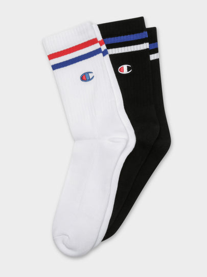 2 Pairs of Branded C Crew Socks in White and Black