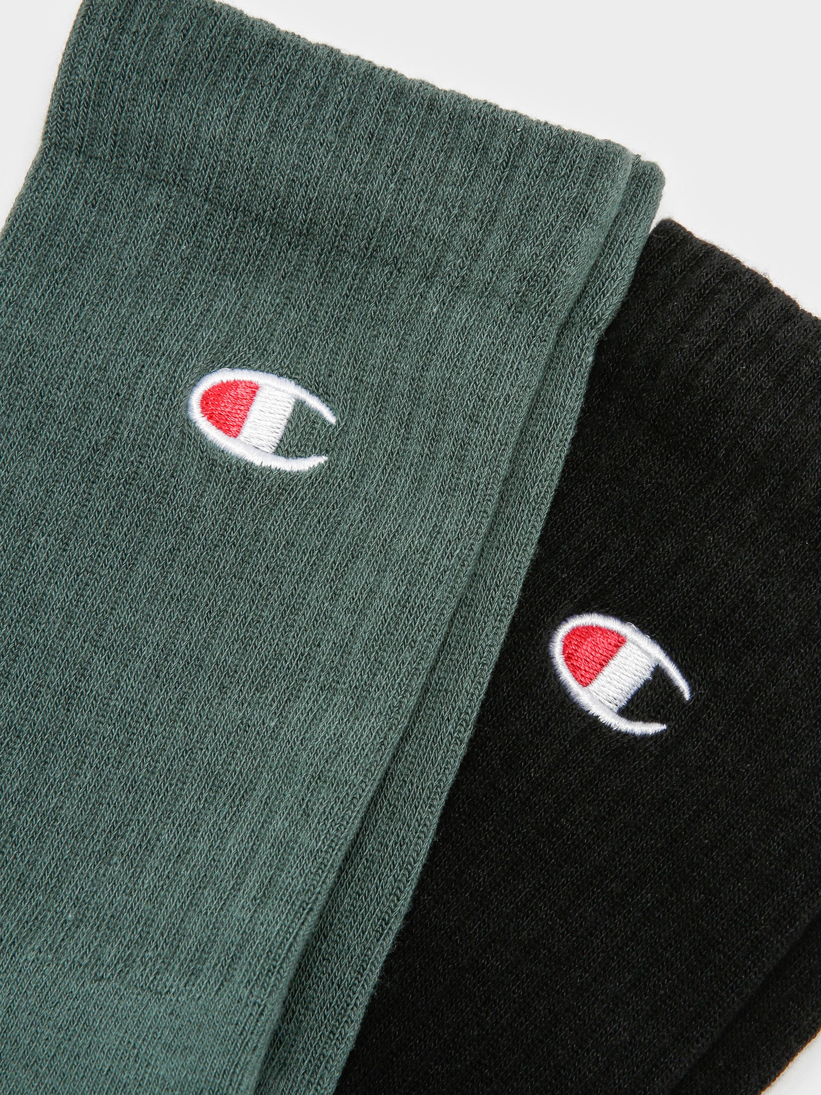 2 Pairs of C Logo Crew Socks in Green & Black