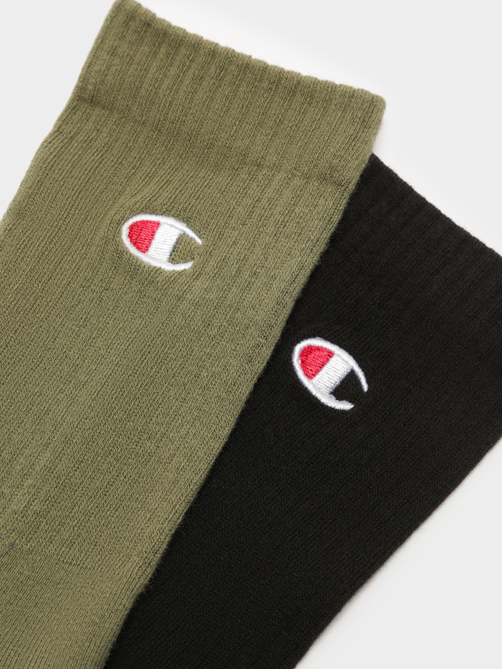 2 Pairs of Branded Crew Socks in Green & Black