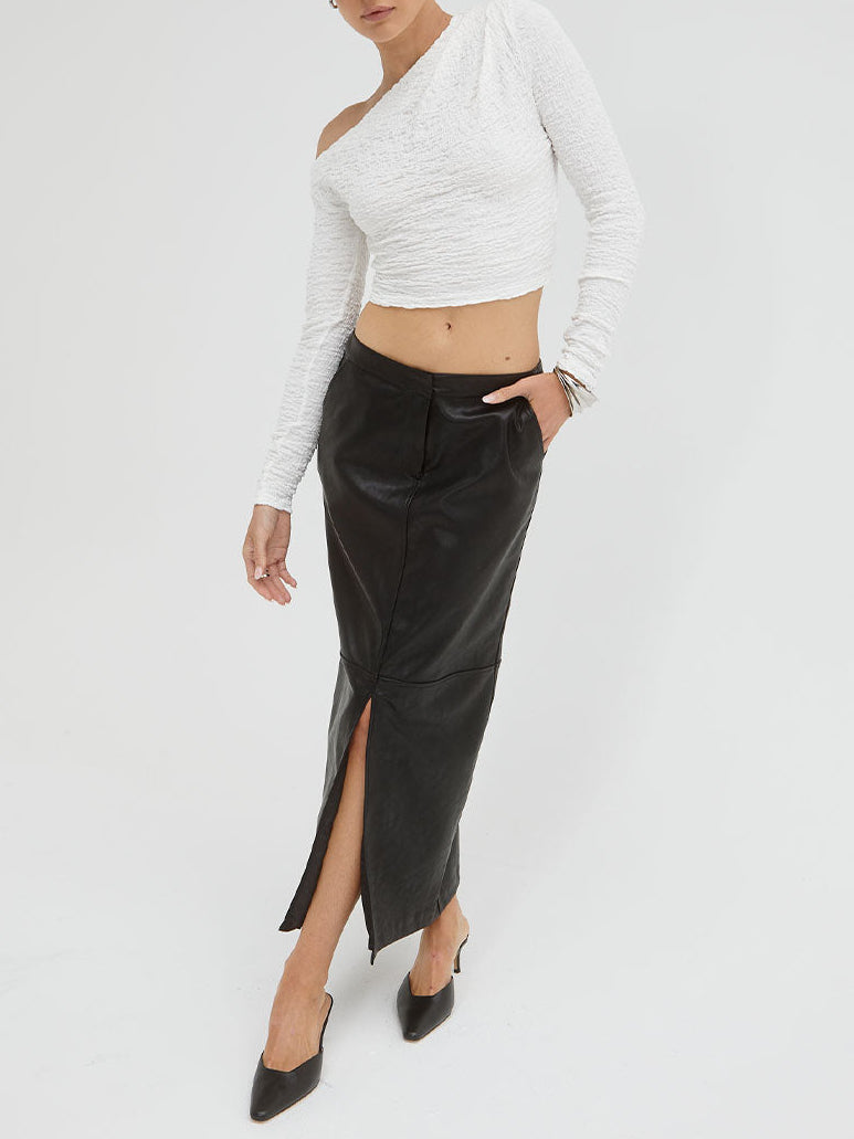 Ascend PU Maxi Skirt in Black