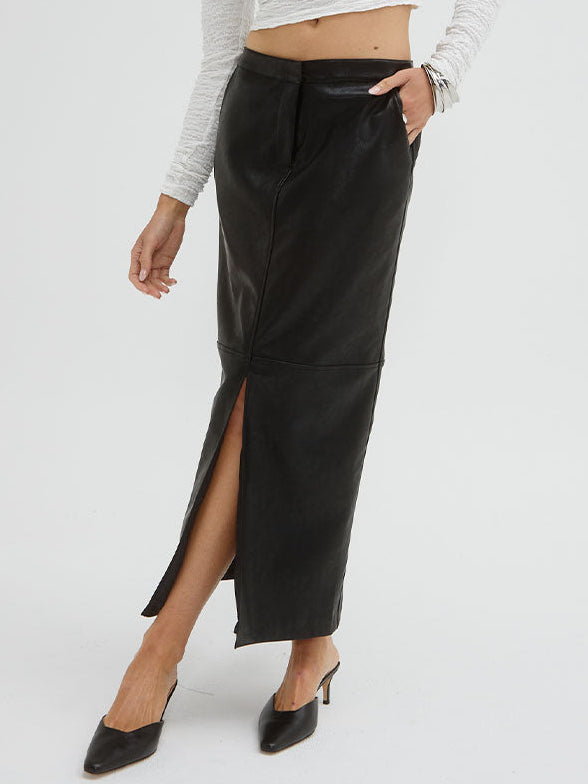 Ascend PU Maxi Skirt in Black