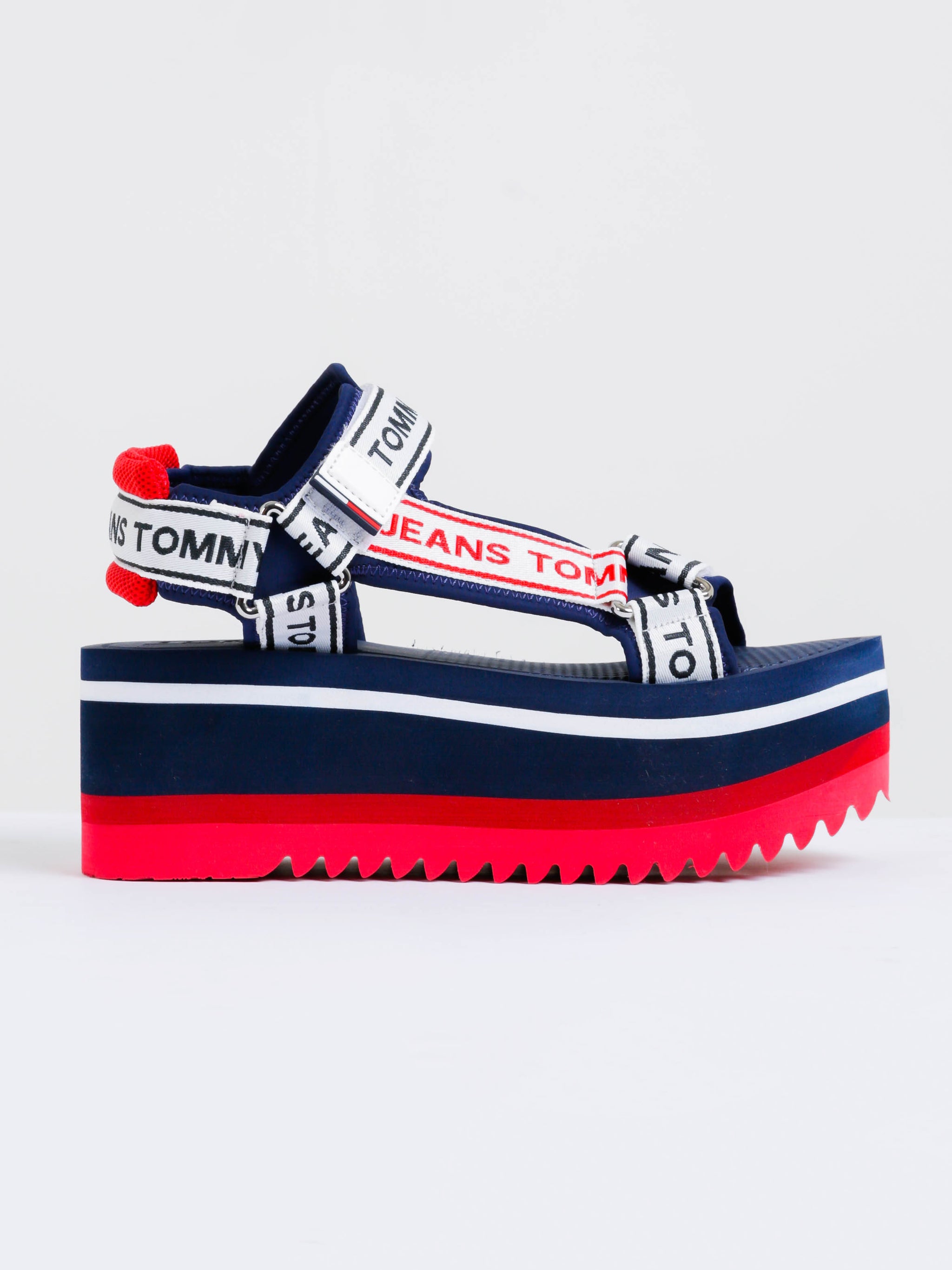 Womens Tommy Jeans Technical Platform Sandal Red & Navy - Glue Store