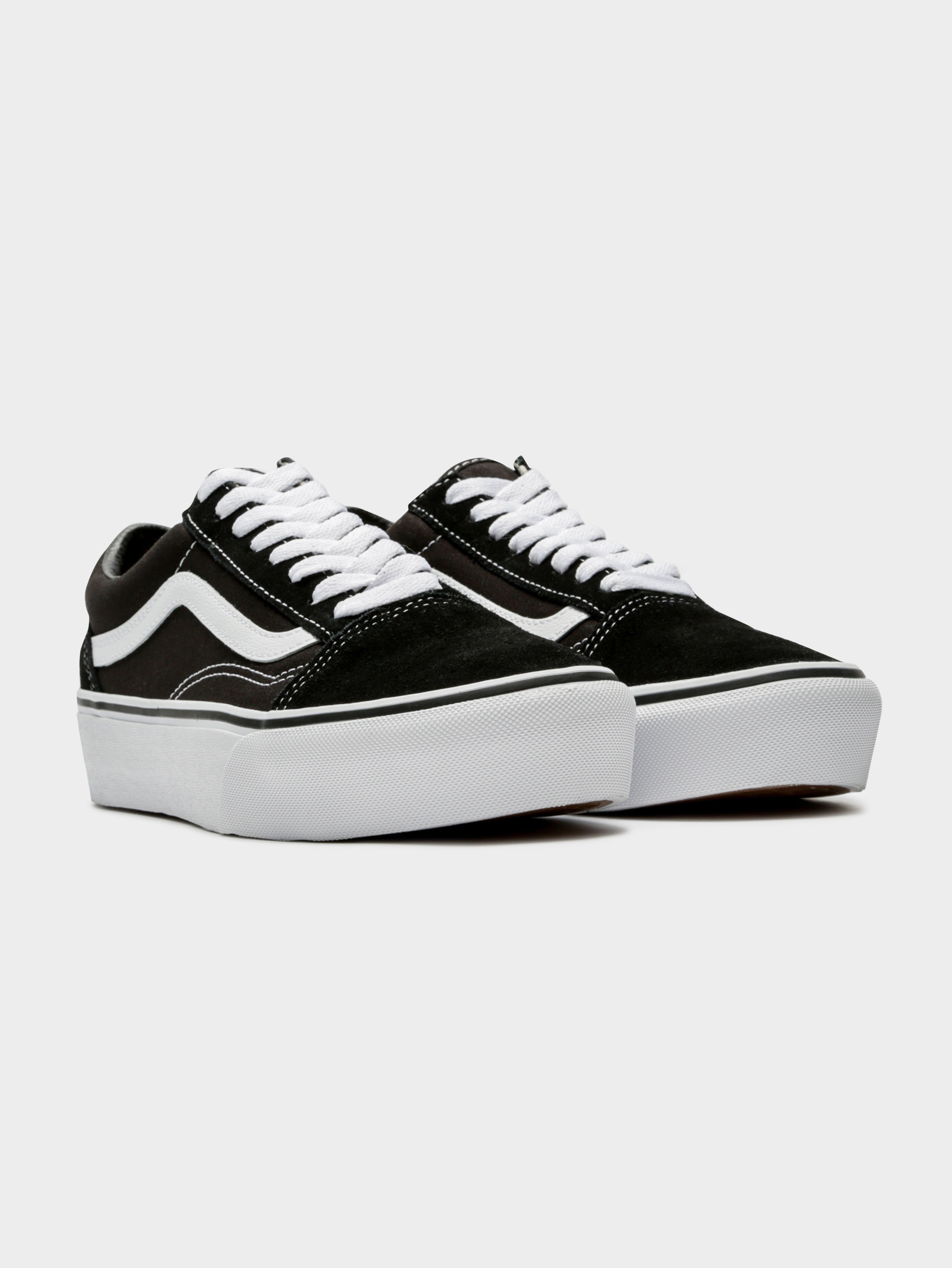 Womens Old Skool Platform Sneakers in Black & White