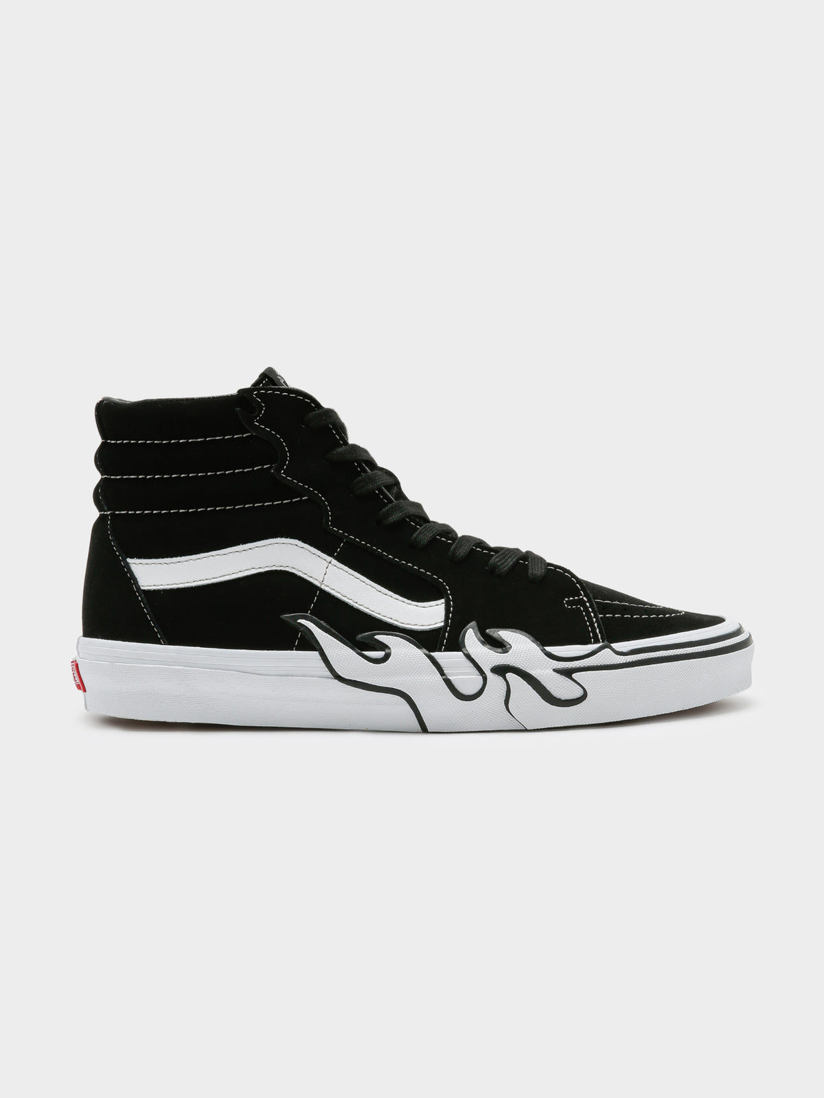 Vans Unisex Sk8 High Flame Suede Sneakers in Black & White | Black/White