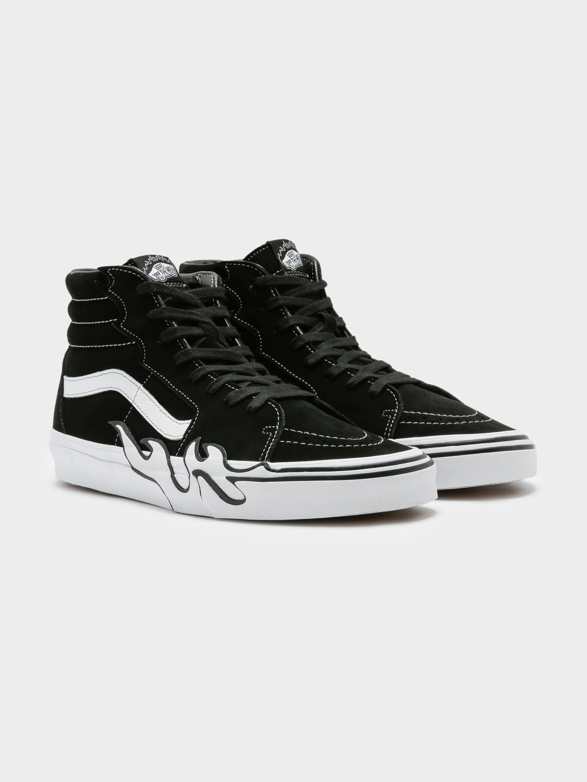 Vans Unisex Sk8 High Flame Suede Sneakers in Black & White | Black/White