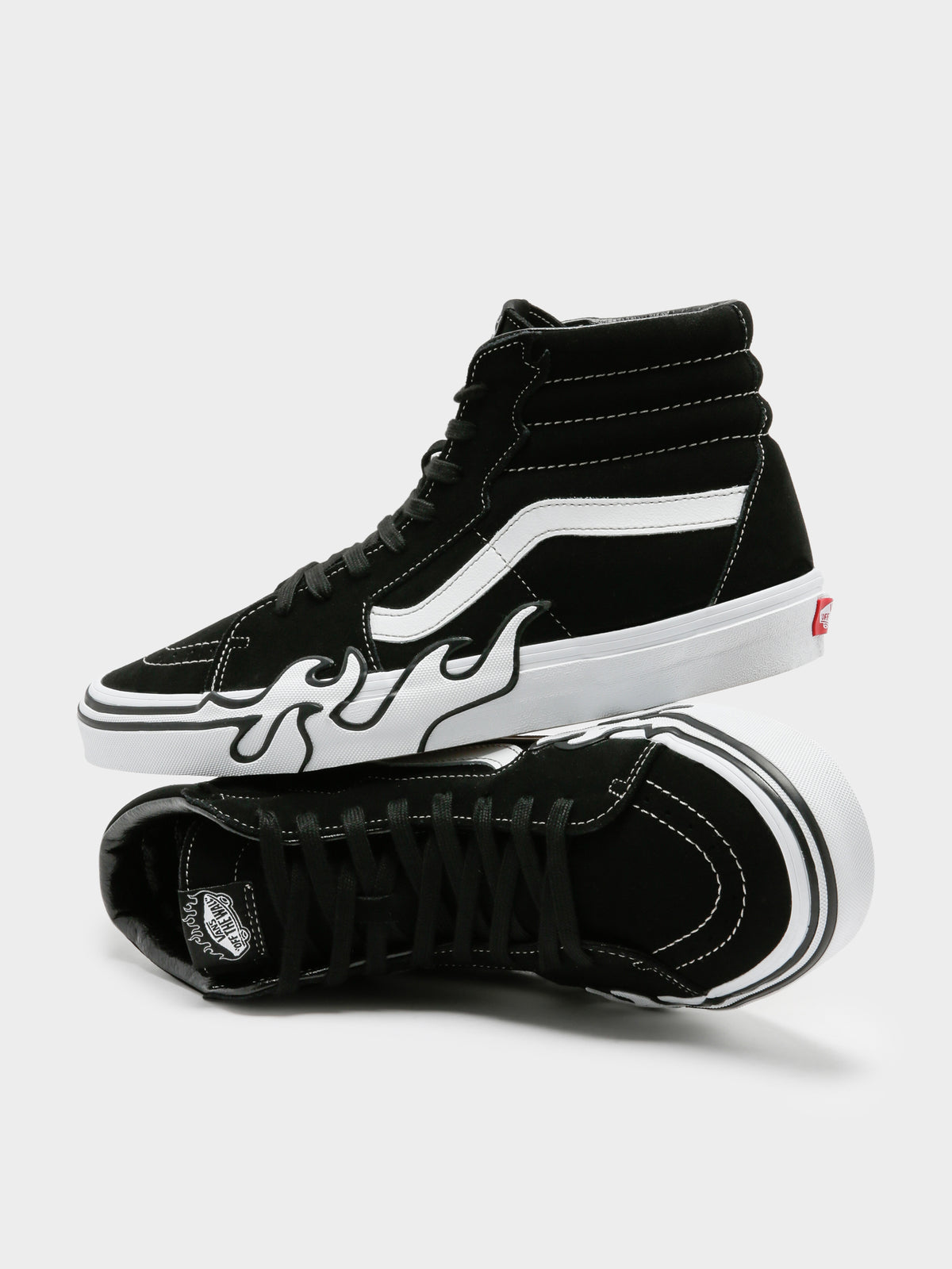 Vans Unisex Sk8 High Flame Suede Sneakers in Black & White | Black/White