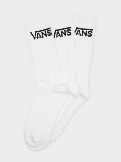 3 Pairs of Classic Crew Socks in White (Mens US 6.5-9)