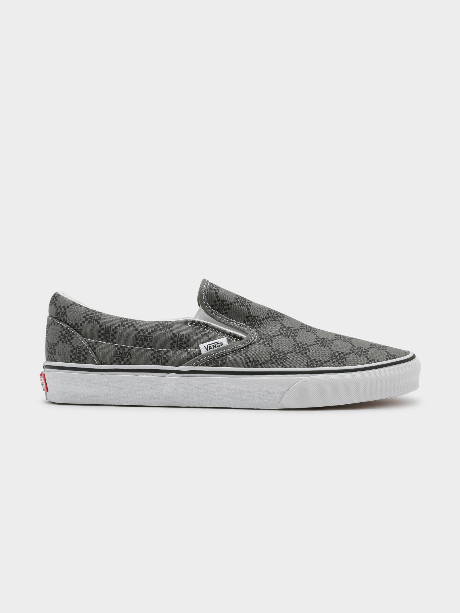 Grey and black vans sale slip ons