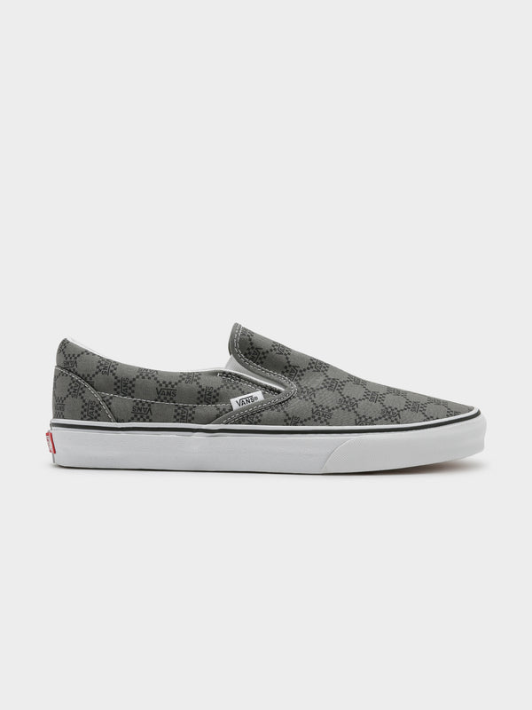 Vans Unisex Classic Slip On Sneakers in Black Monogram | Glue Store