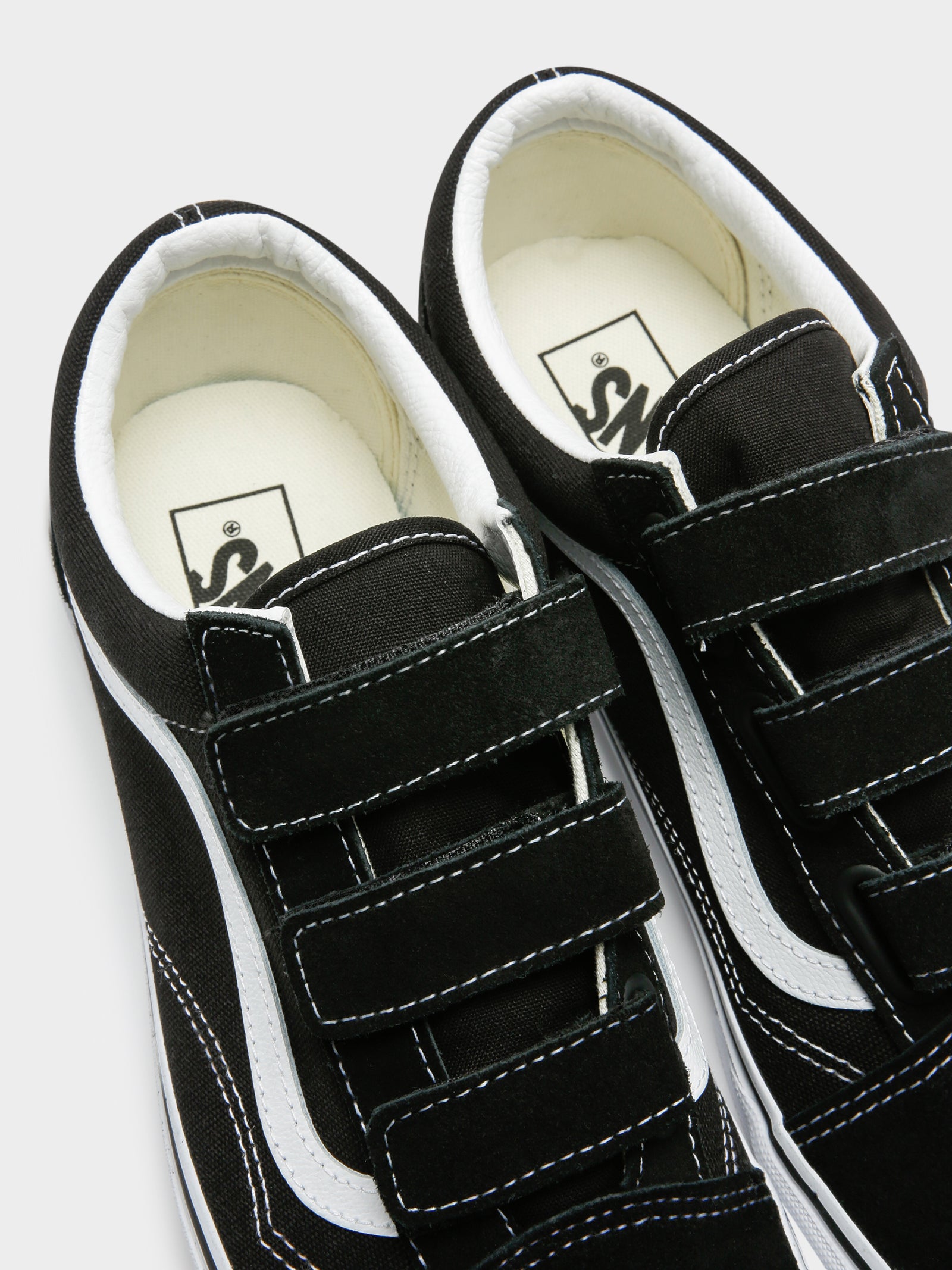 Unisex Old Skool Velcro Canvas Sneakers in Black & White