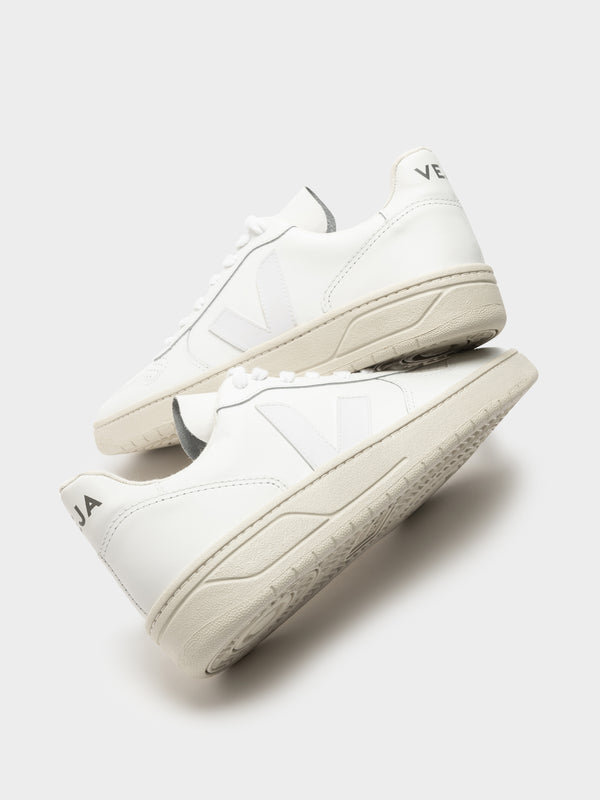 Veja Unisex V-10 Leather Sneaker in Extra White | Glue Store