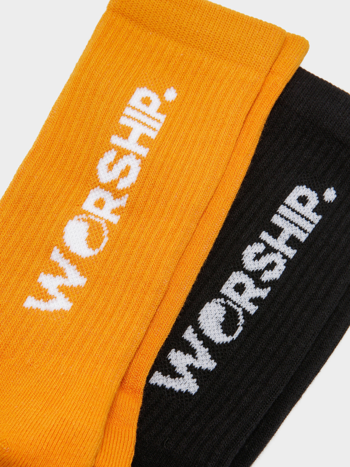 Worship 2 Pairs of Core Socks in Black & Agent Orange | Black/Orange