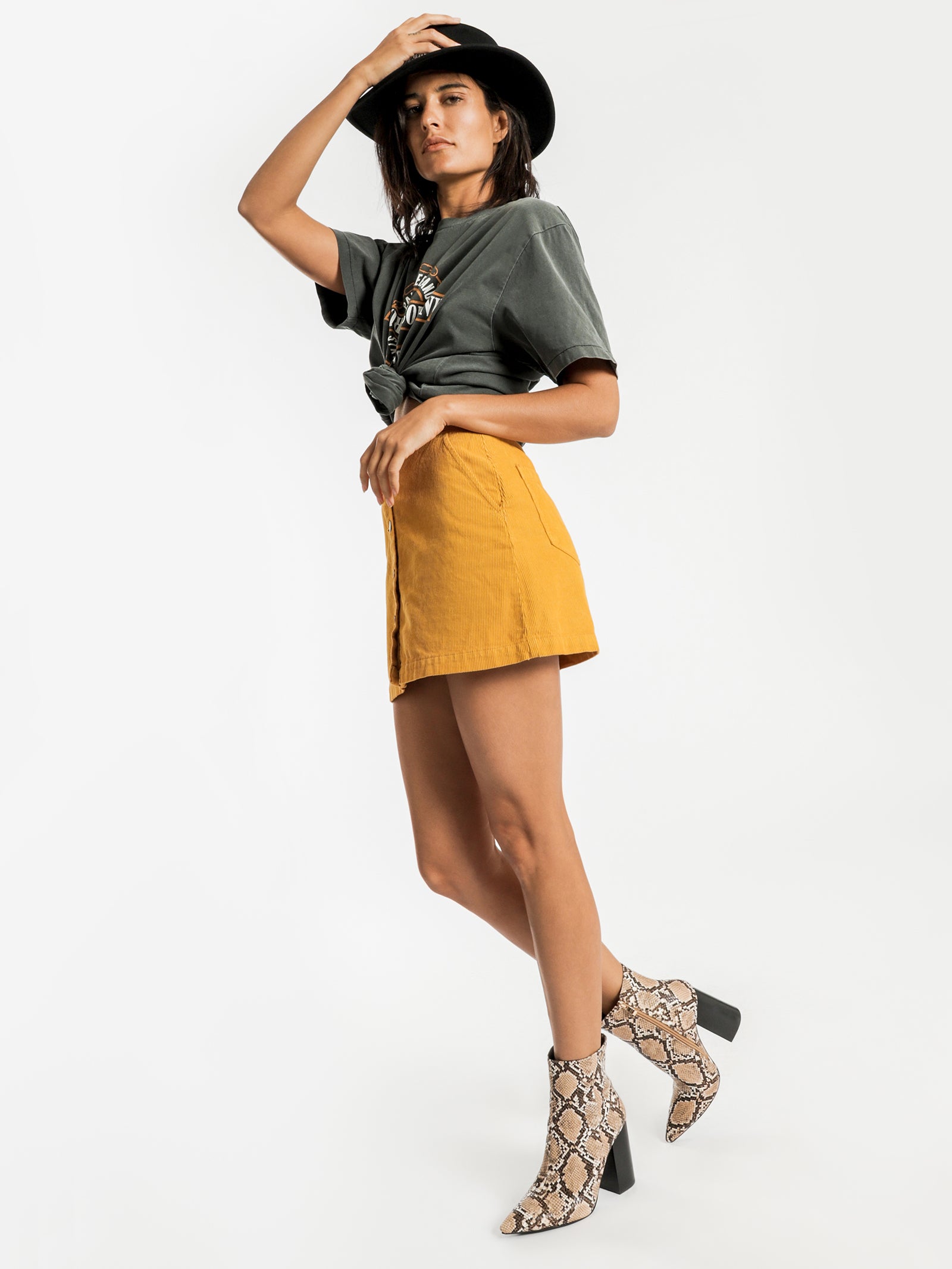 Tahli Cord Skirt in Sunlight Yellow