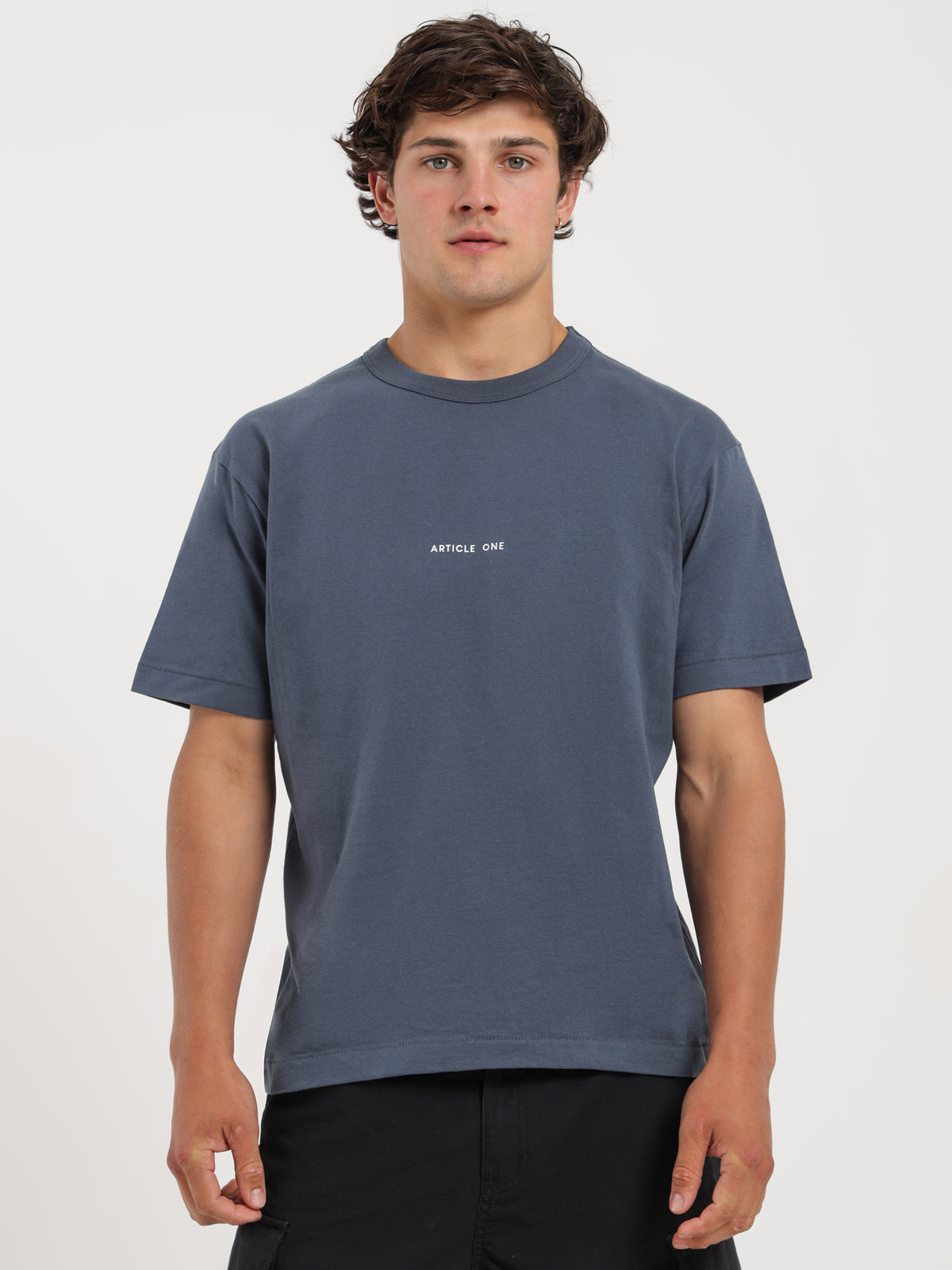 Article One Minimal Logo T-Shirt in Mineral Blue | Mineral Blue