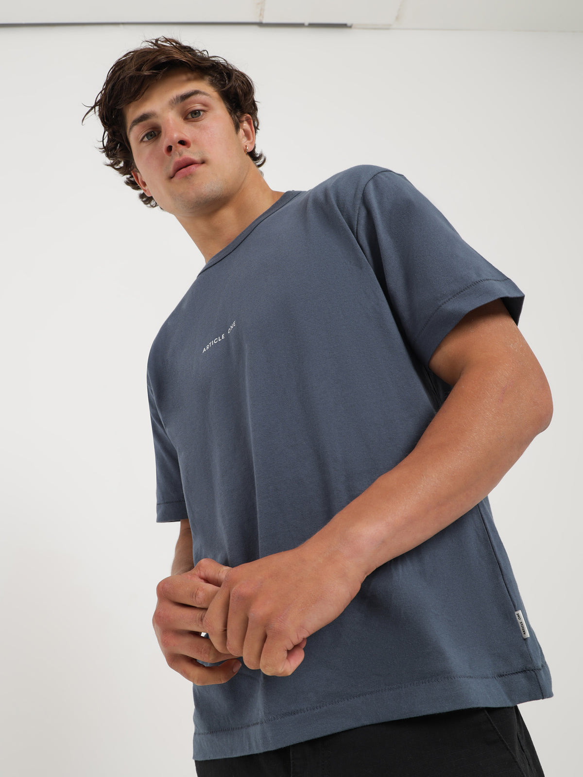 Article One Minimal Logo T-Shirt in Mineral Blue | Mineral Blue