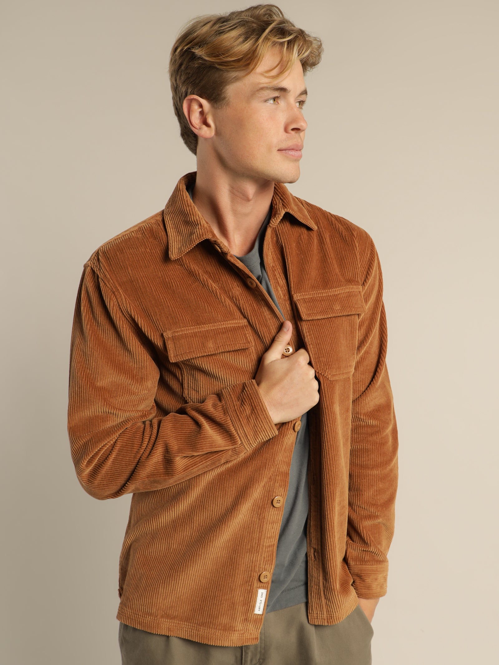 Oakes Cord Overshirt in Saffron