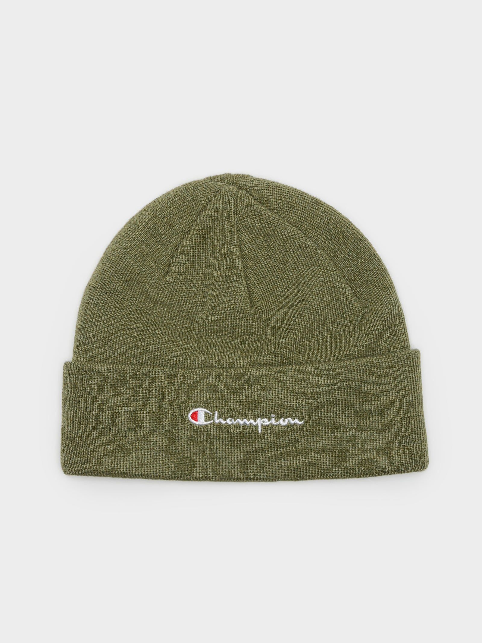 Script Beanie in Khaki Green