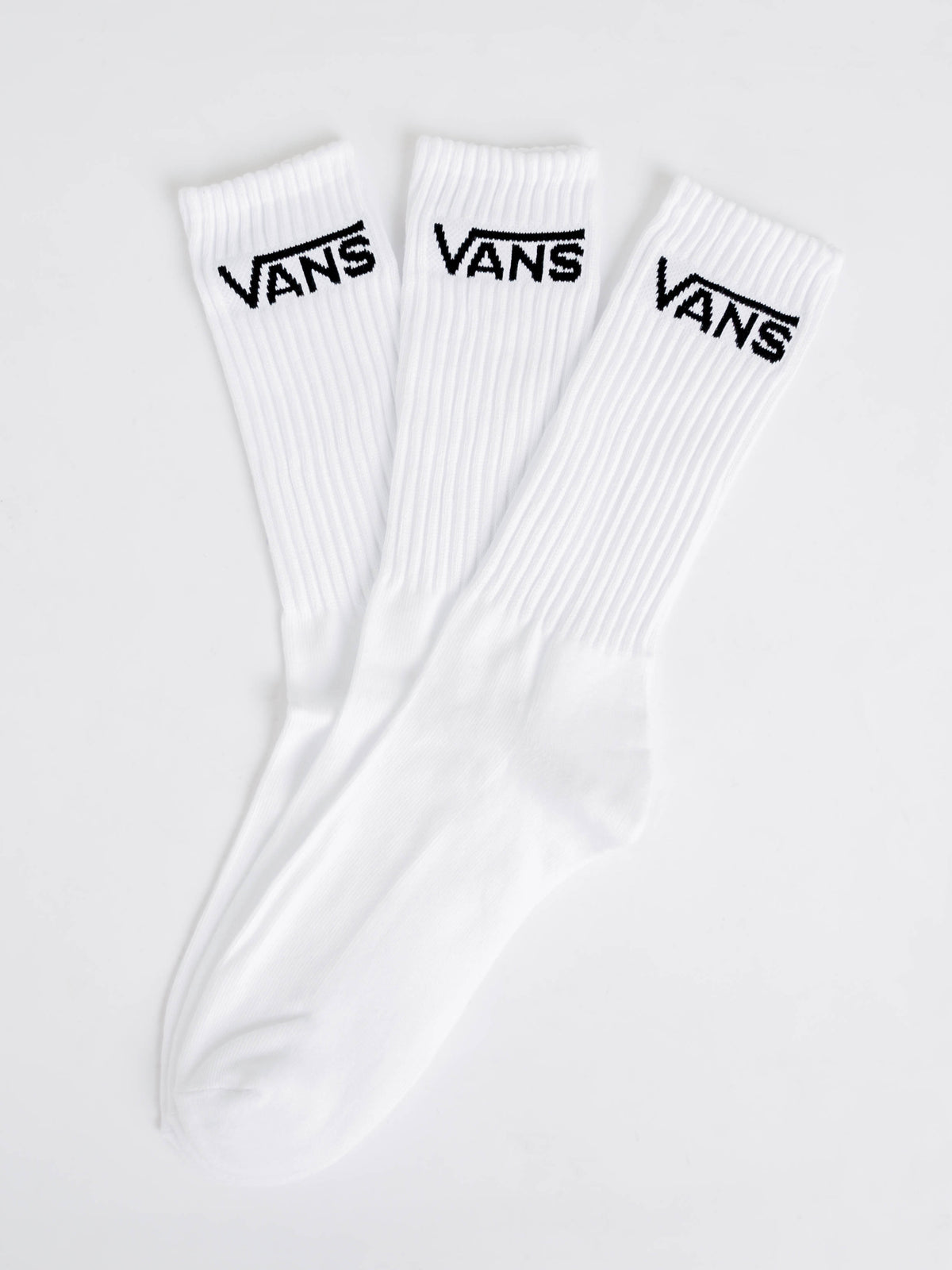 Vans 3 Pairs of Classic Crew Socks in White (Mens US 9.5-13) | White