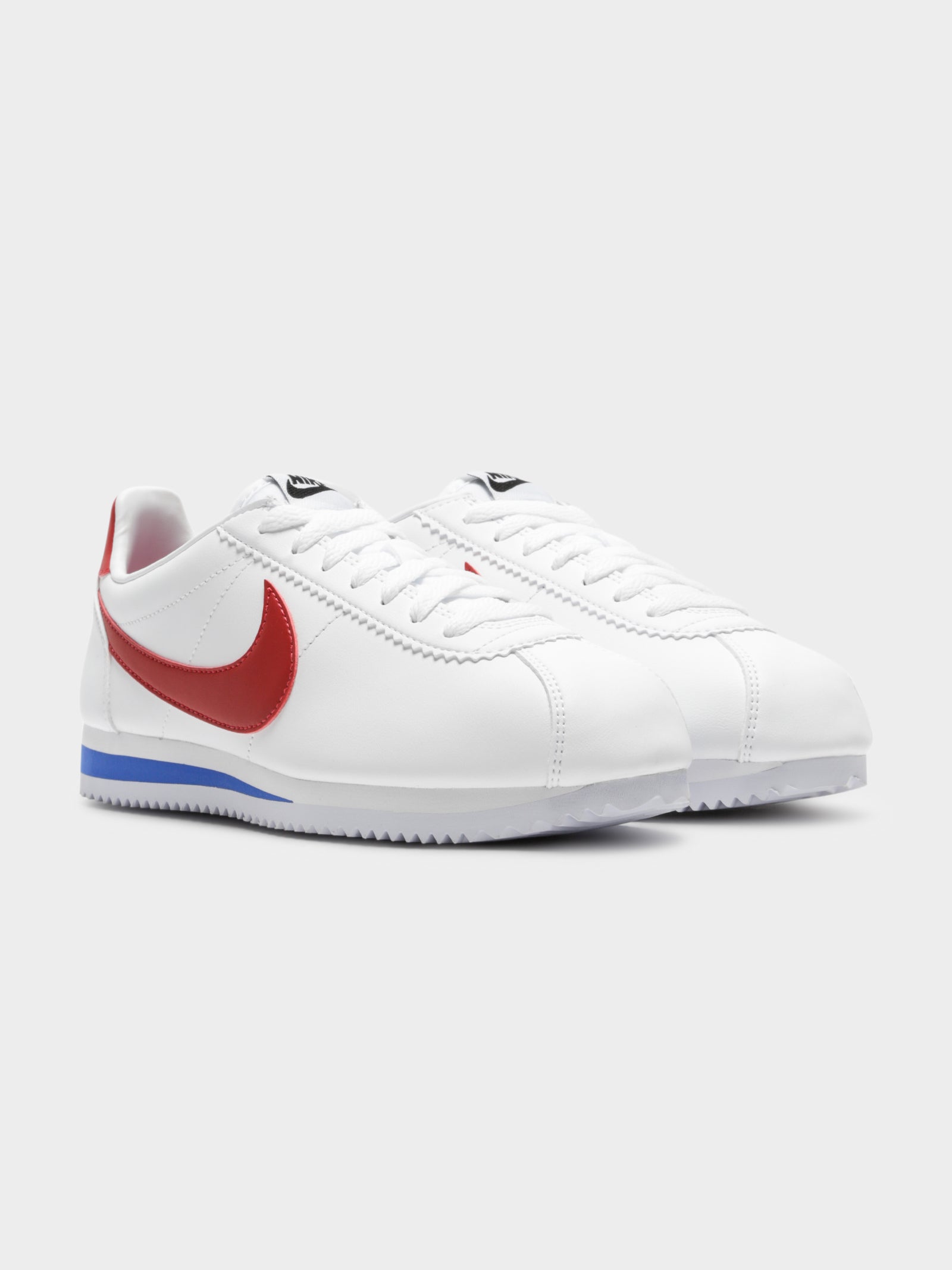 Womens Classic Cortez Leather Sneakers in White Red Glue Store