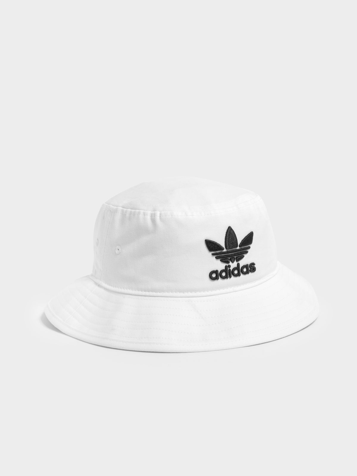 Adidas Trefoil Logo Bucket Hat in White | White