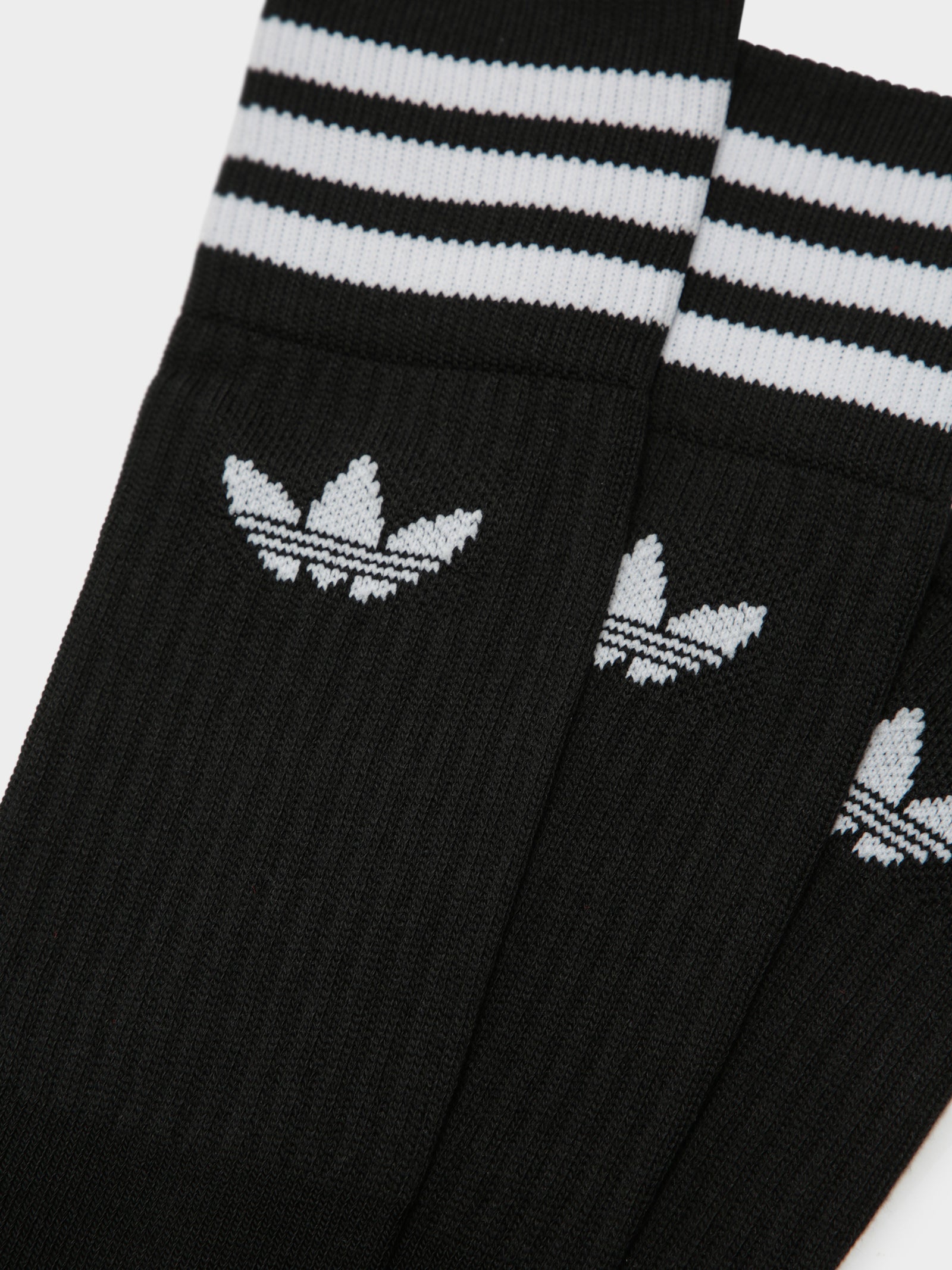 3 Pairs of Solid Crew Socks in Black